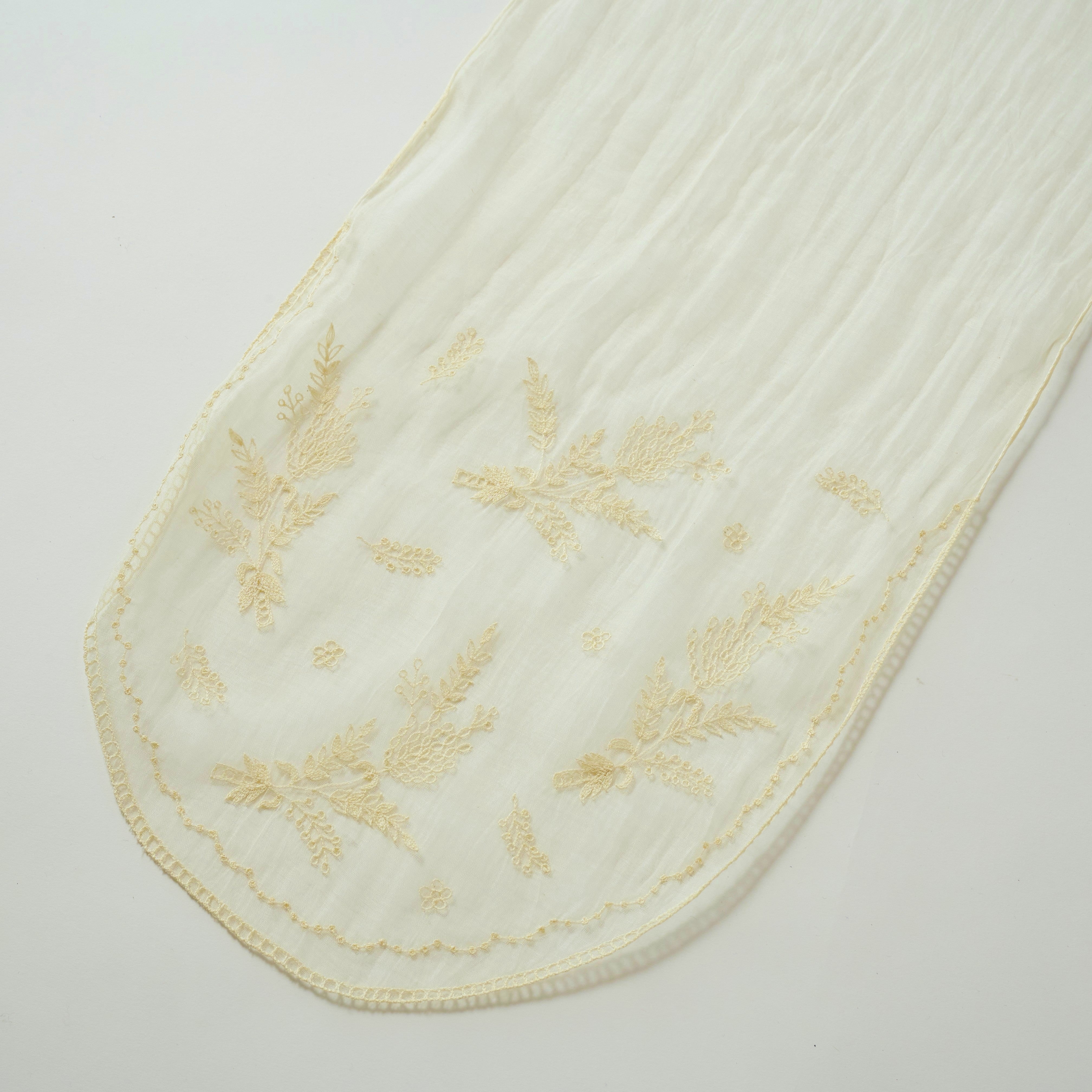 indian scallop embroidery petite stole(インド刺繍 剣先プチストール)