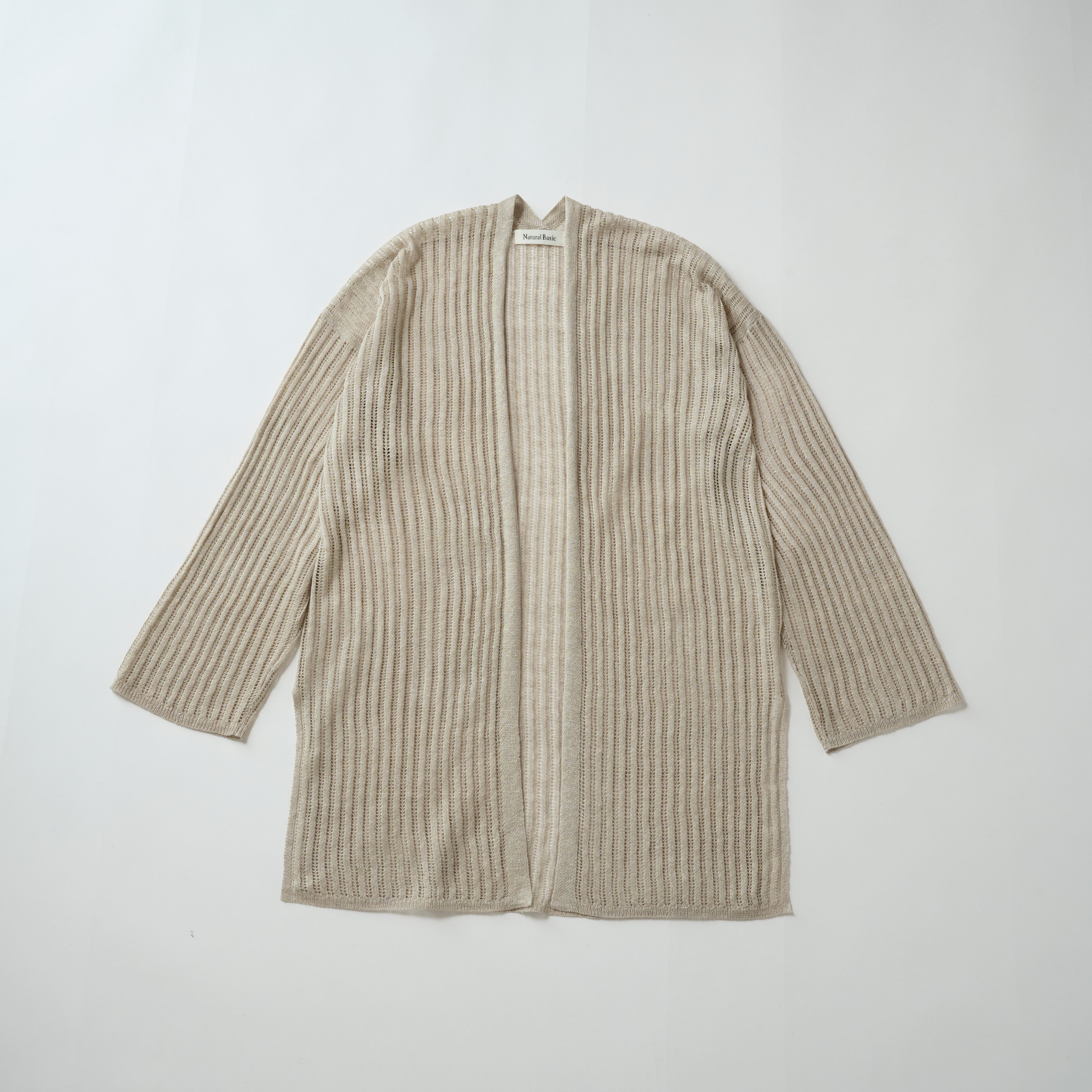 linen openwork knit jacqurd cardigan(メッシュ編みトッパーカーディガン)