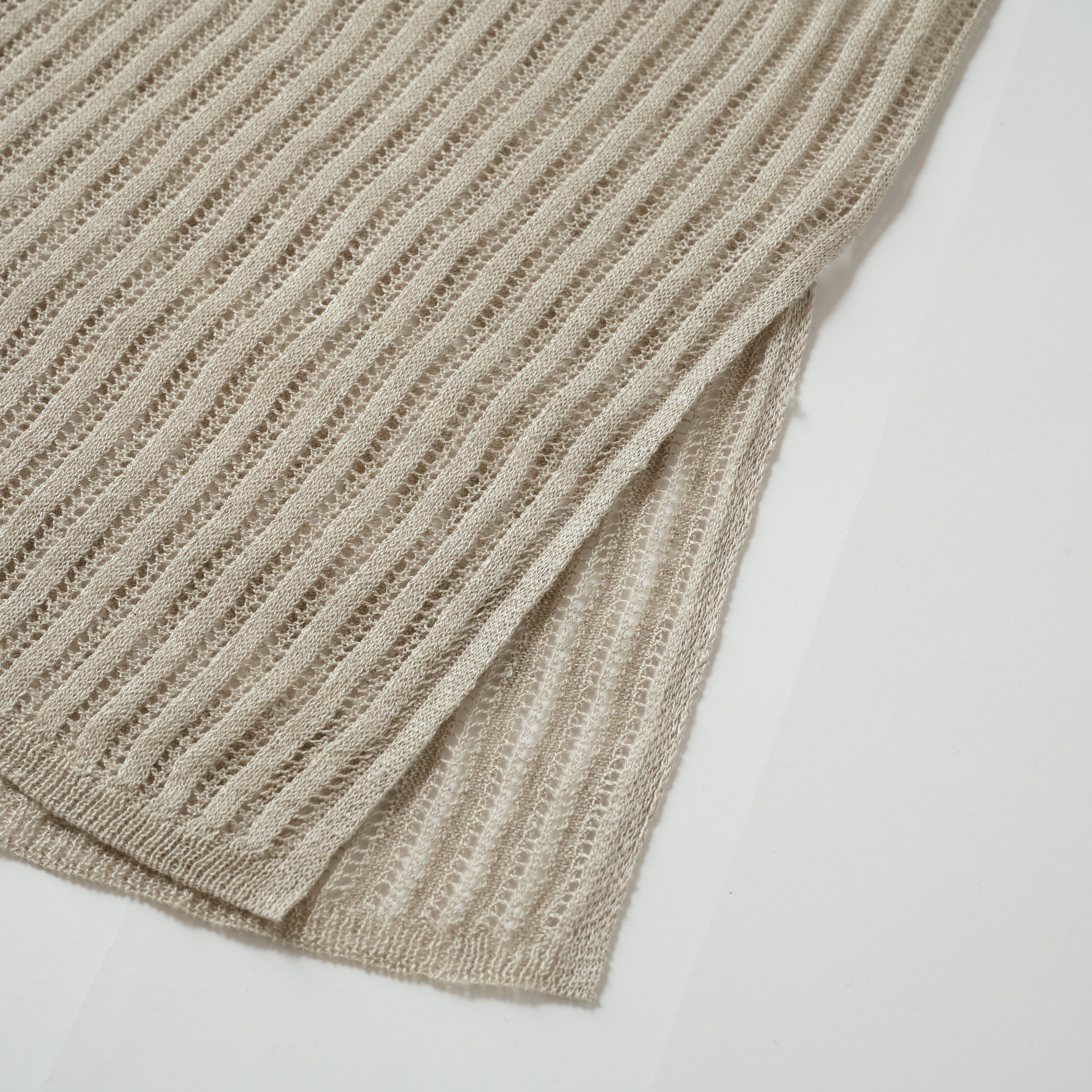 linen openwork knit jacqurd cardigan(メッシュ編みトッパーカーディガン)