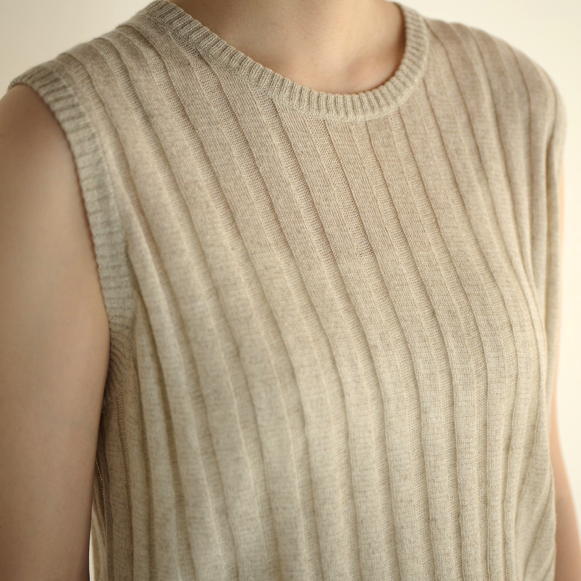 cotton linen rib knit sleeveless pullover(綿麻リブニットノースリーブ)