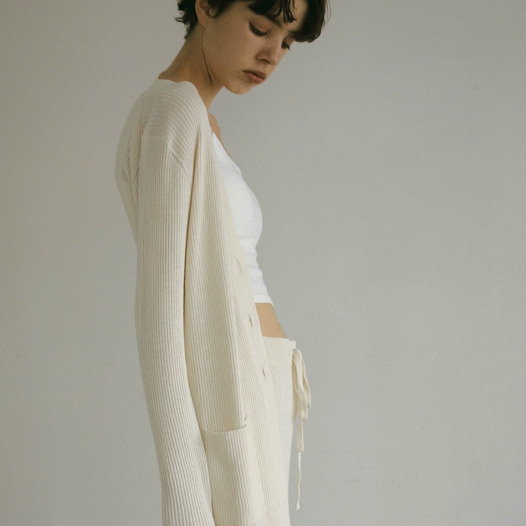 silk cashmere rib knit cardigan(シルク&カシミヤリブニットカーディガン)