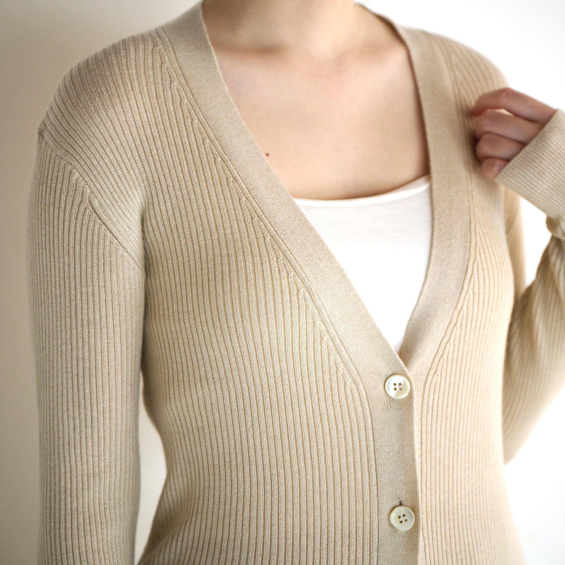 silk cashmere rib knit cardigan(シルク&カシミヤリブニットカーディガン)