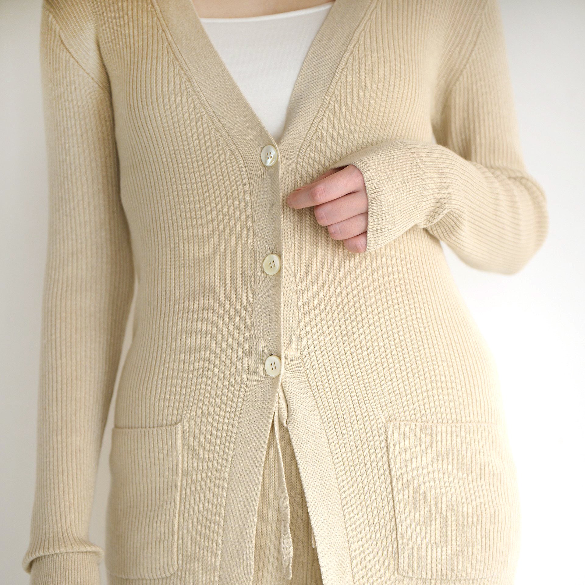 silk cashmere rib knit cardigan(シルク&カシミヤリブニットカーディガン)