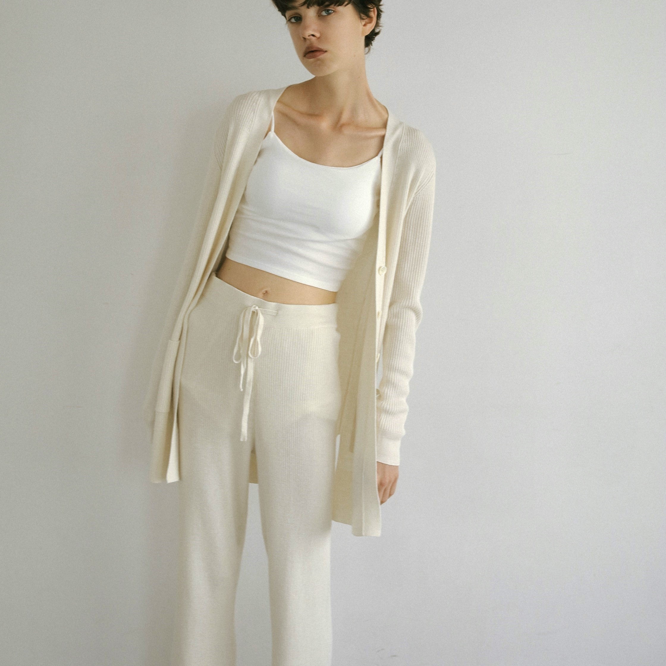 silk cashmere rib knit pants(シルク&カシミヤリブニットパンツ)