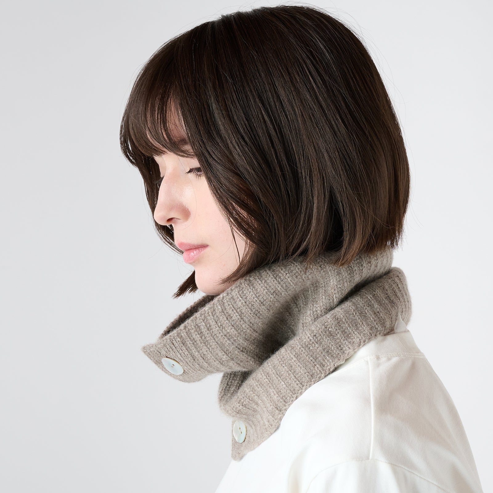 cashmere button neck warmer(カシミヤ ボタン付きネックウォーマー)