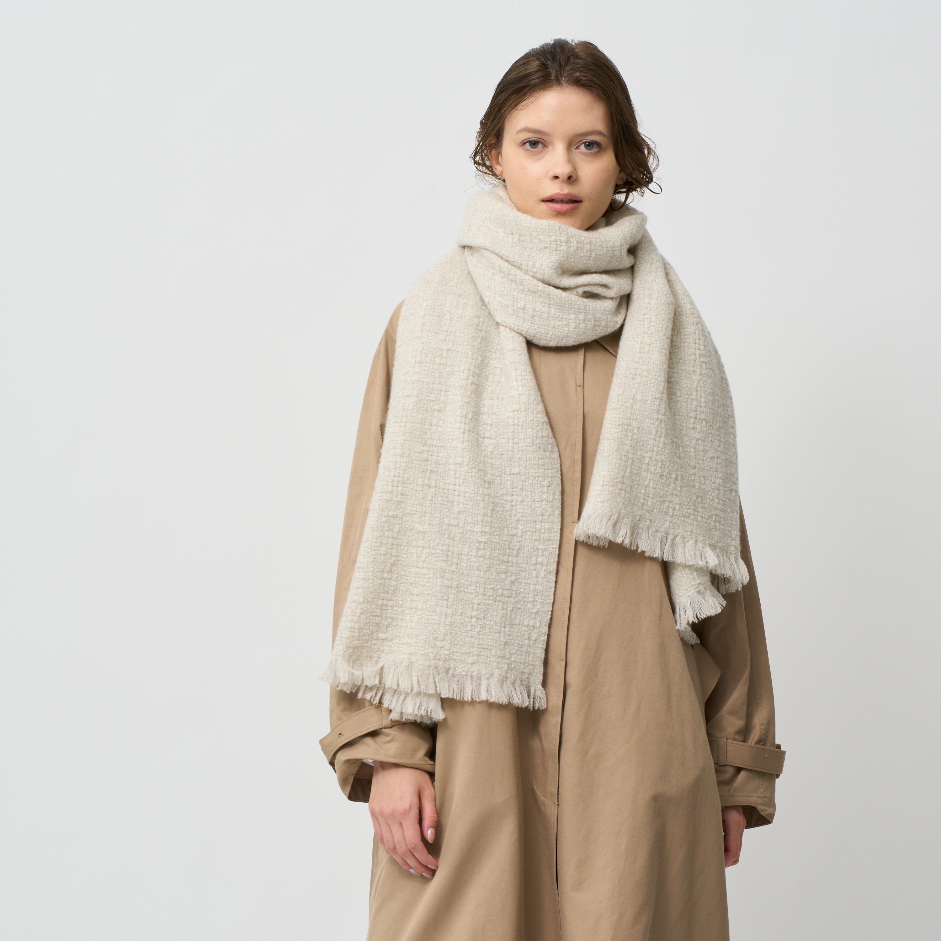 basket weave fulled stole(バスケット織り縮絨ストール)