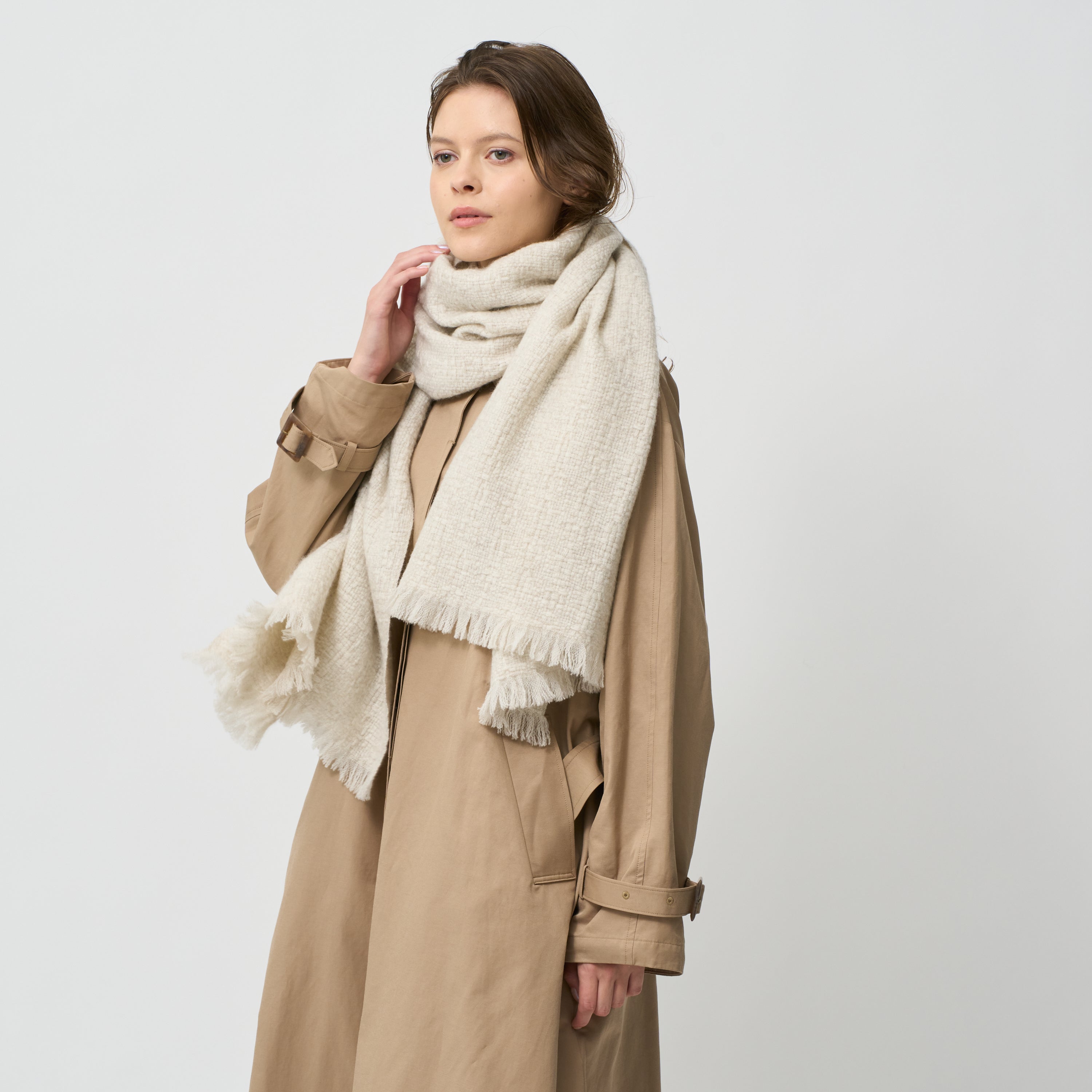basket weave fulled stole(バスケット織り縮絨ストール)