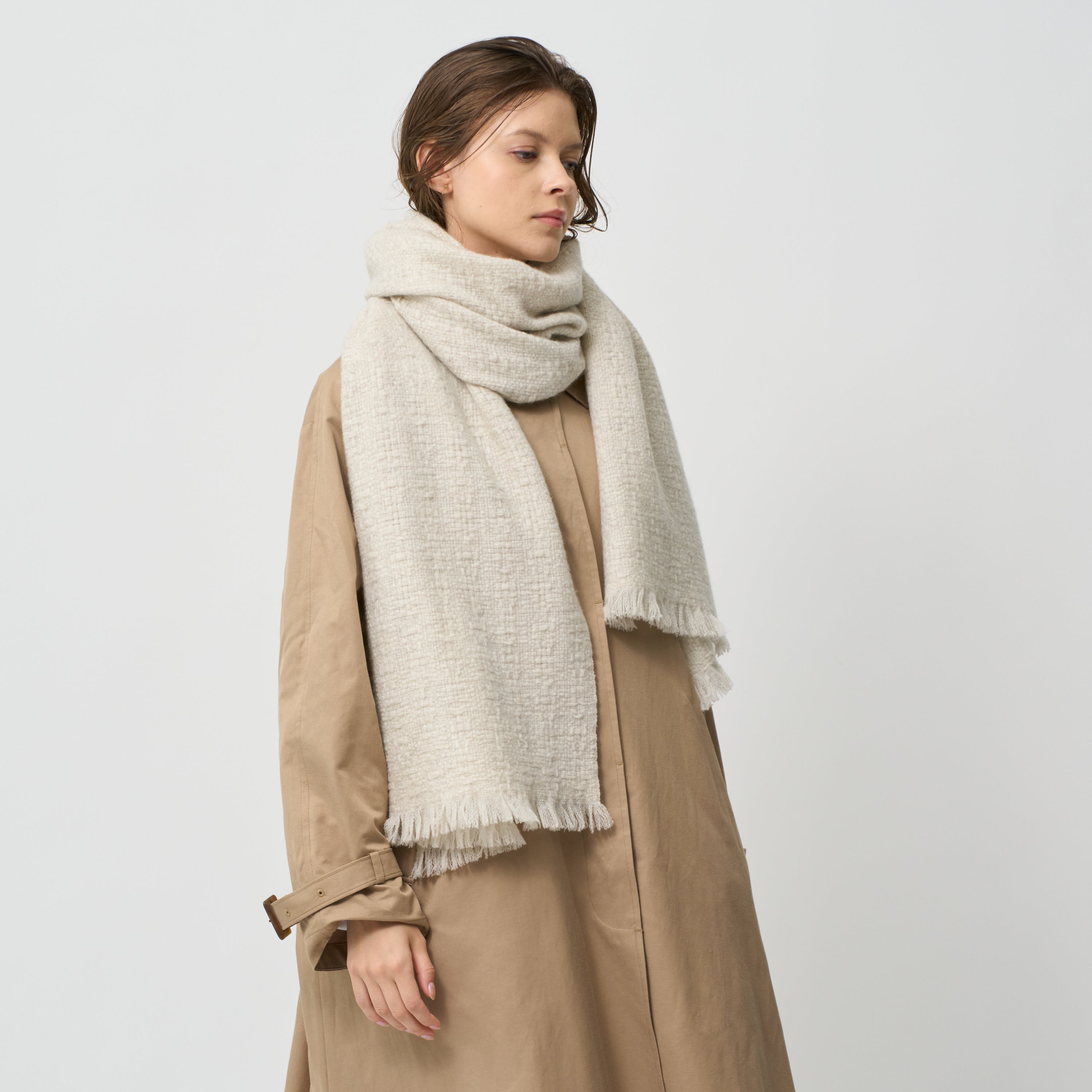 basket weave fulled stole(バスケット織り縮絨ストール)