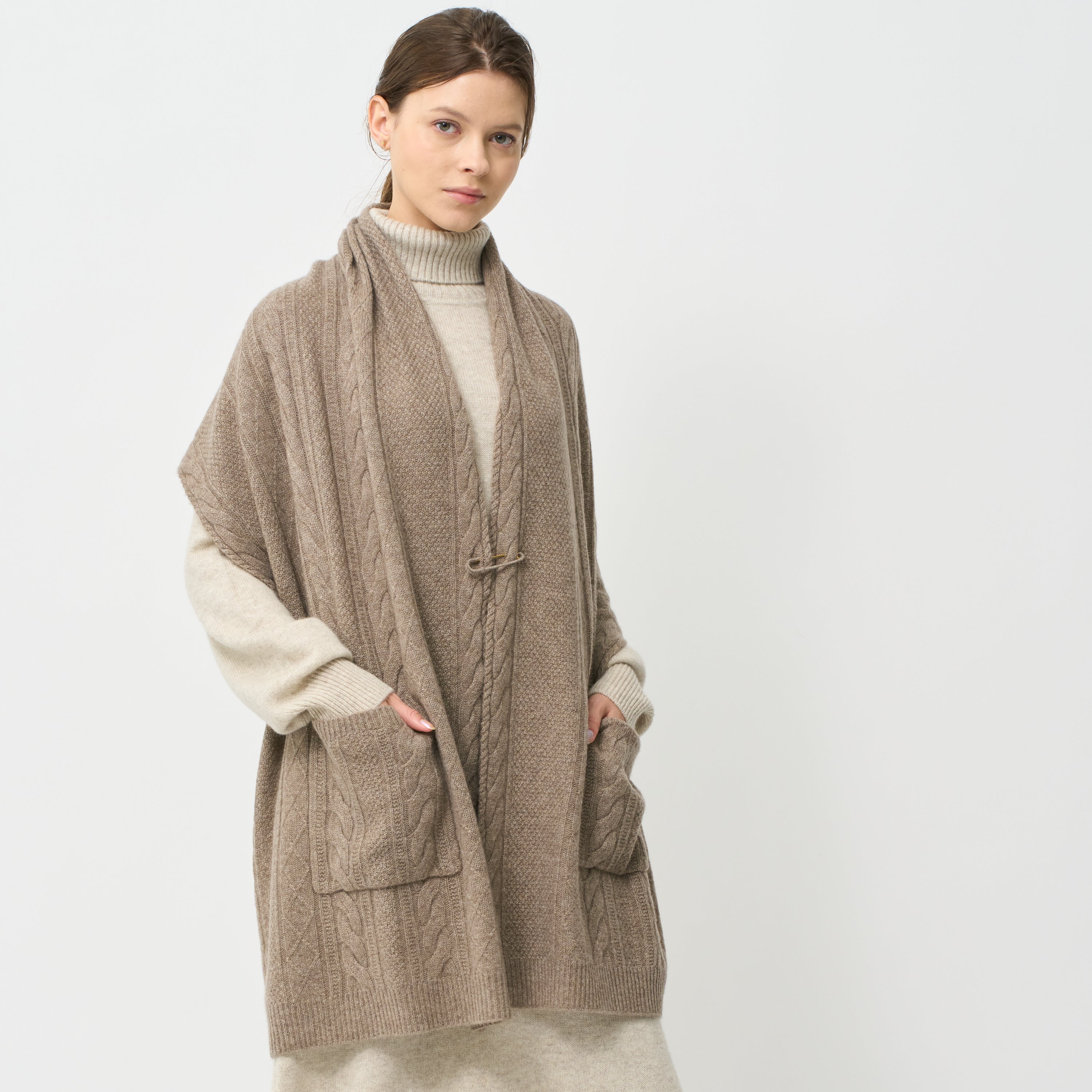 aran knit stole(アラン編みニットストール)