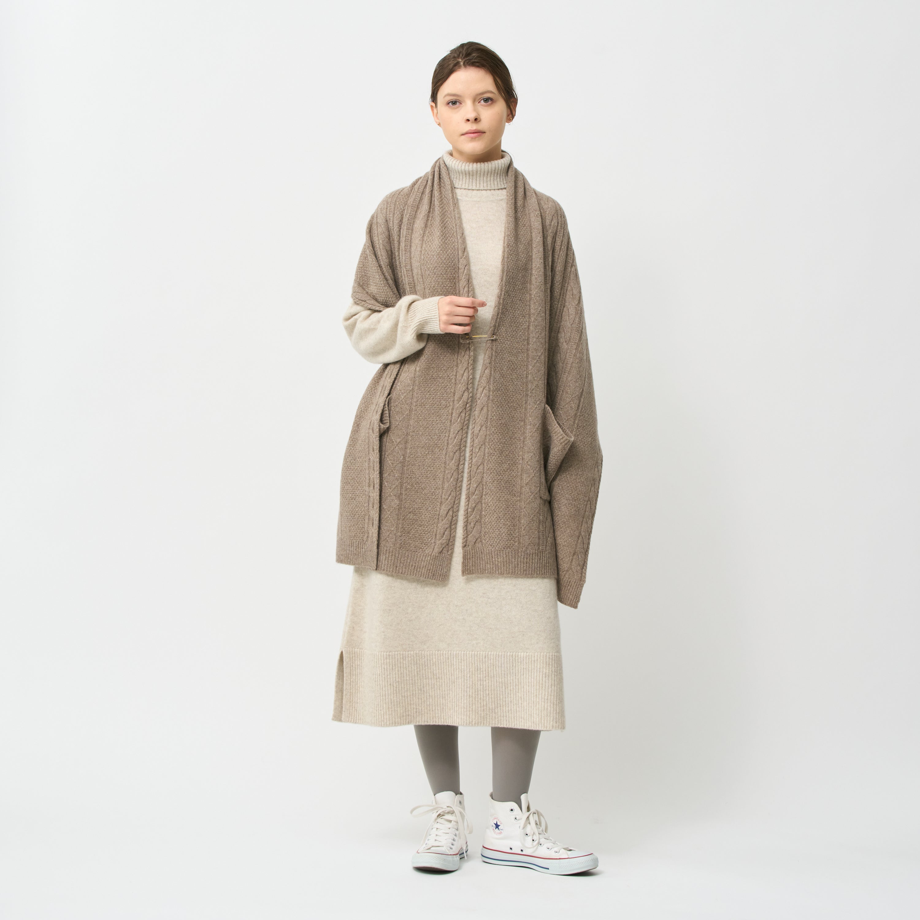 aran knit stole(アラン編みニットストール)