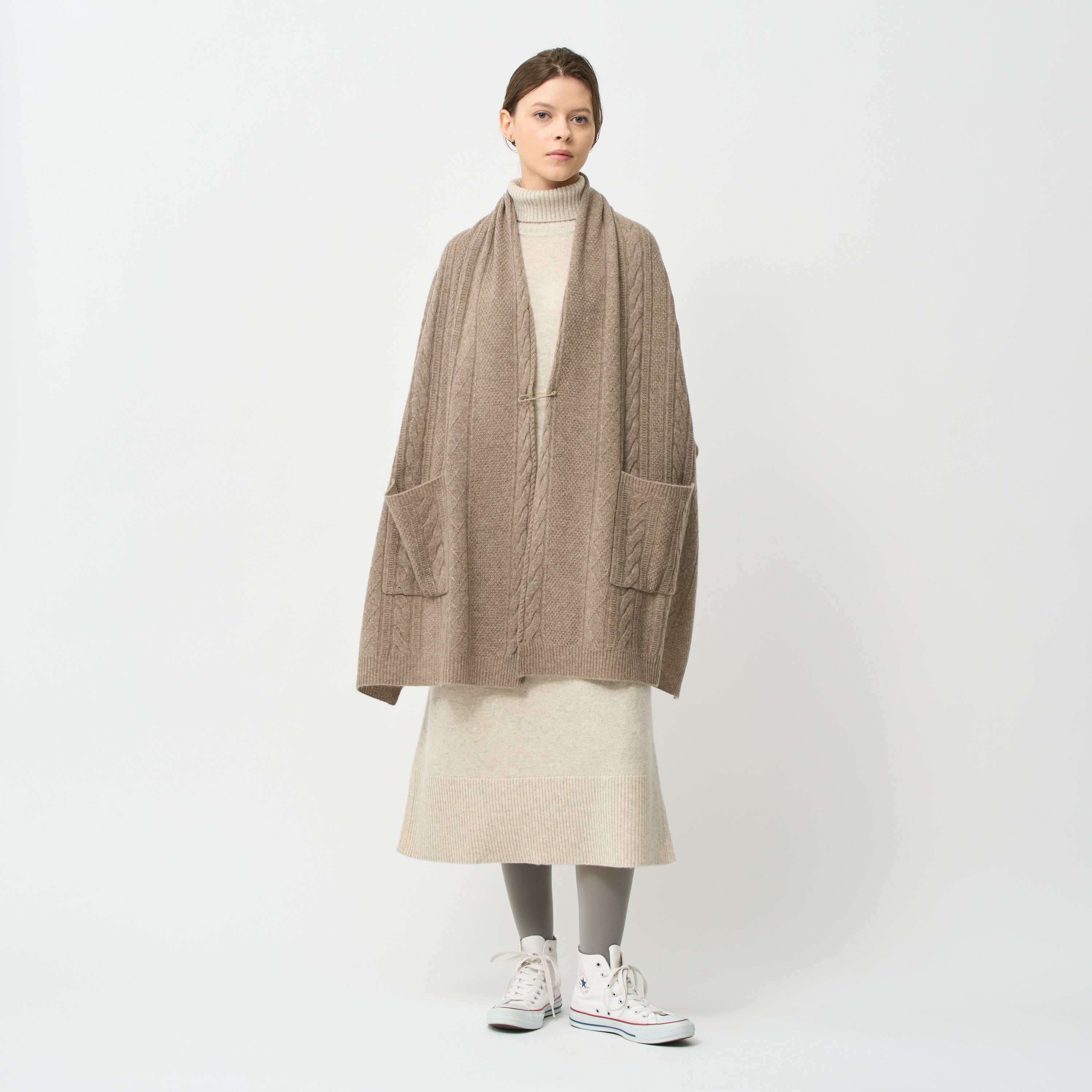 aran knit stole(アラン編みニットストール)