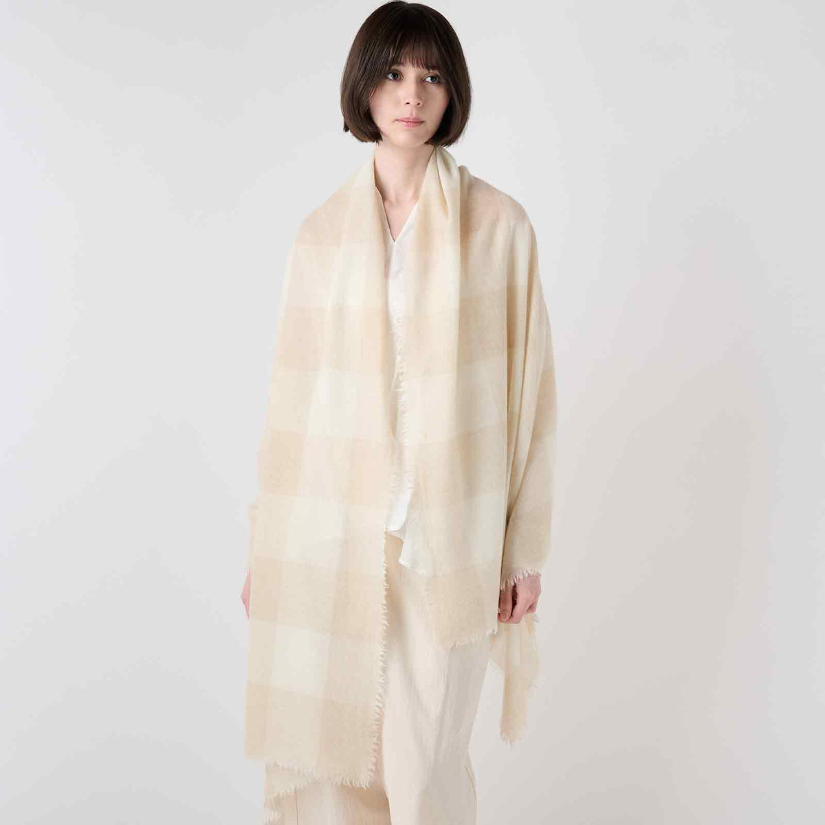 【Coming soon】cashmere plaid large stole(カシミヤチェック 大判ストール)
