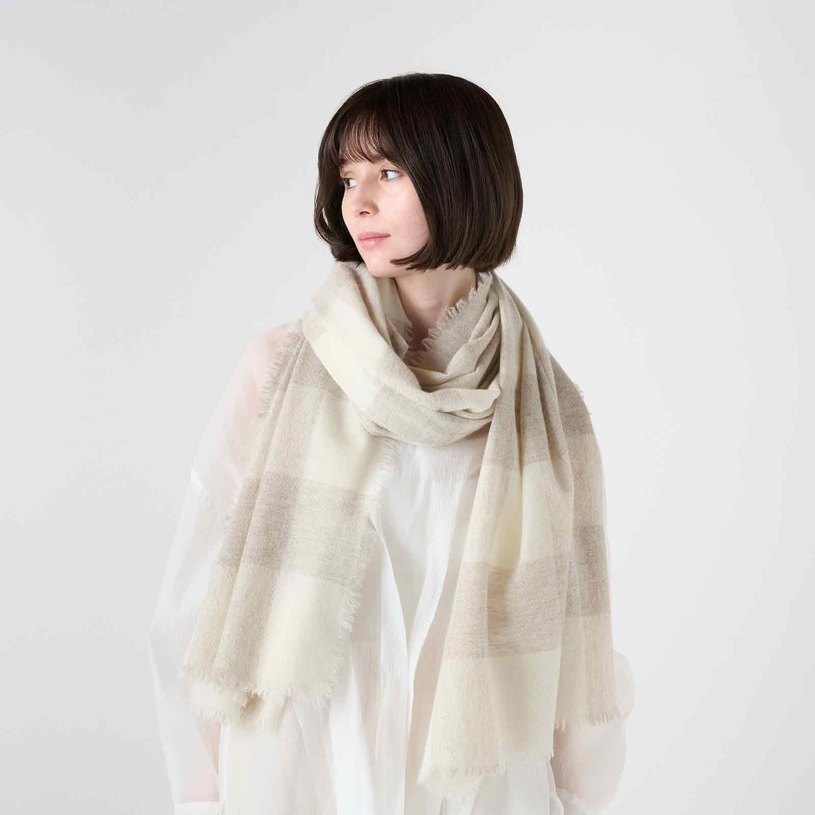 【Coming soon】cashmere plaid large stole(カシミヤチェック 大判ストール)