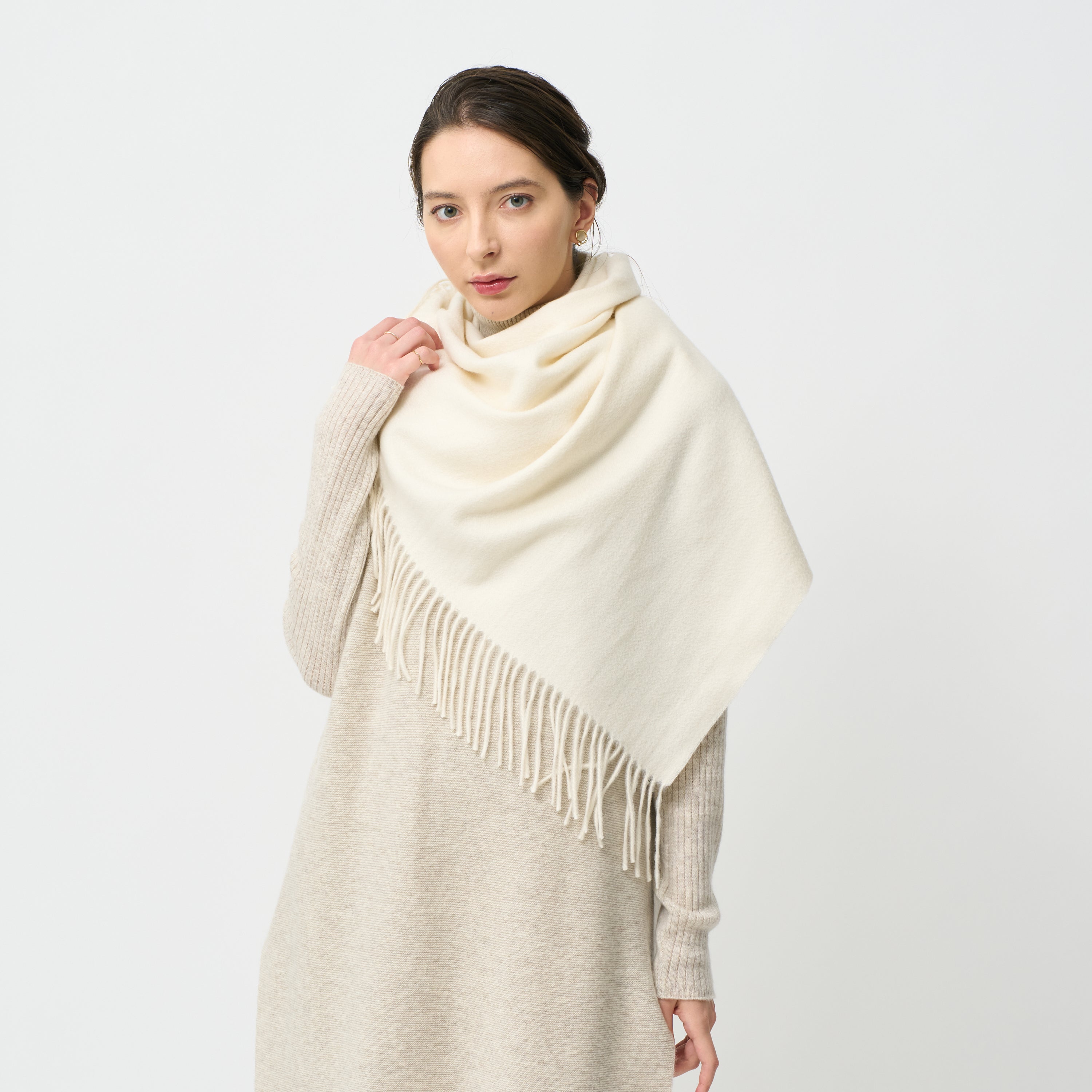 cashmere large stole(アザミ起毛カシミヤ無地大判ストール)
