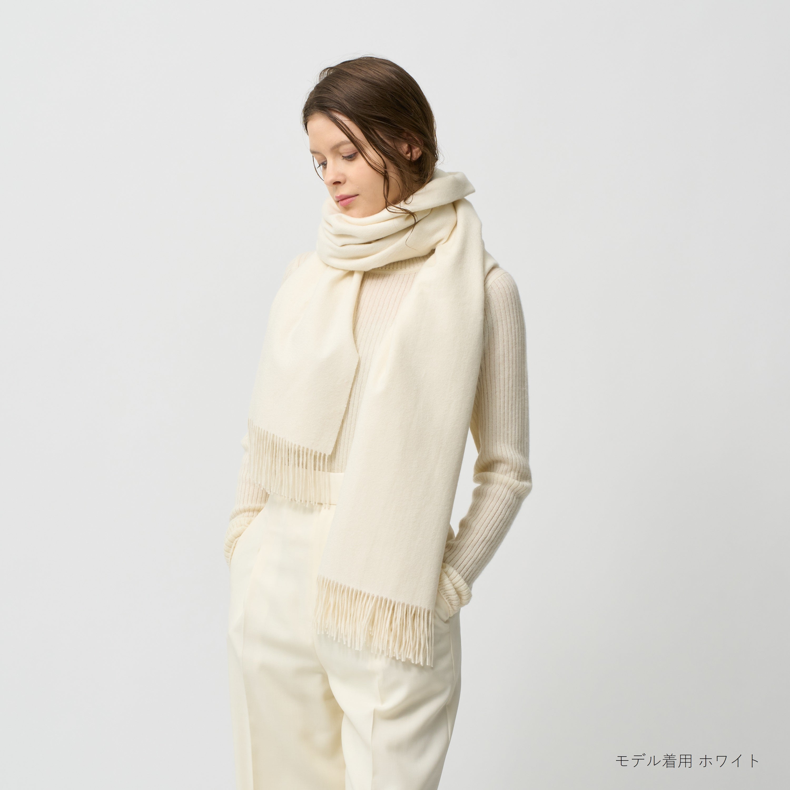 baby cashmere large stole(アザミ起毛ベビーカシミヤ無地大判ストール)