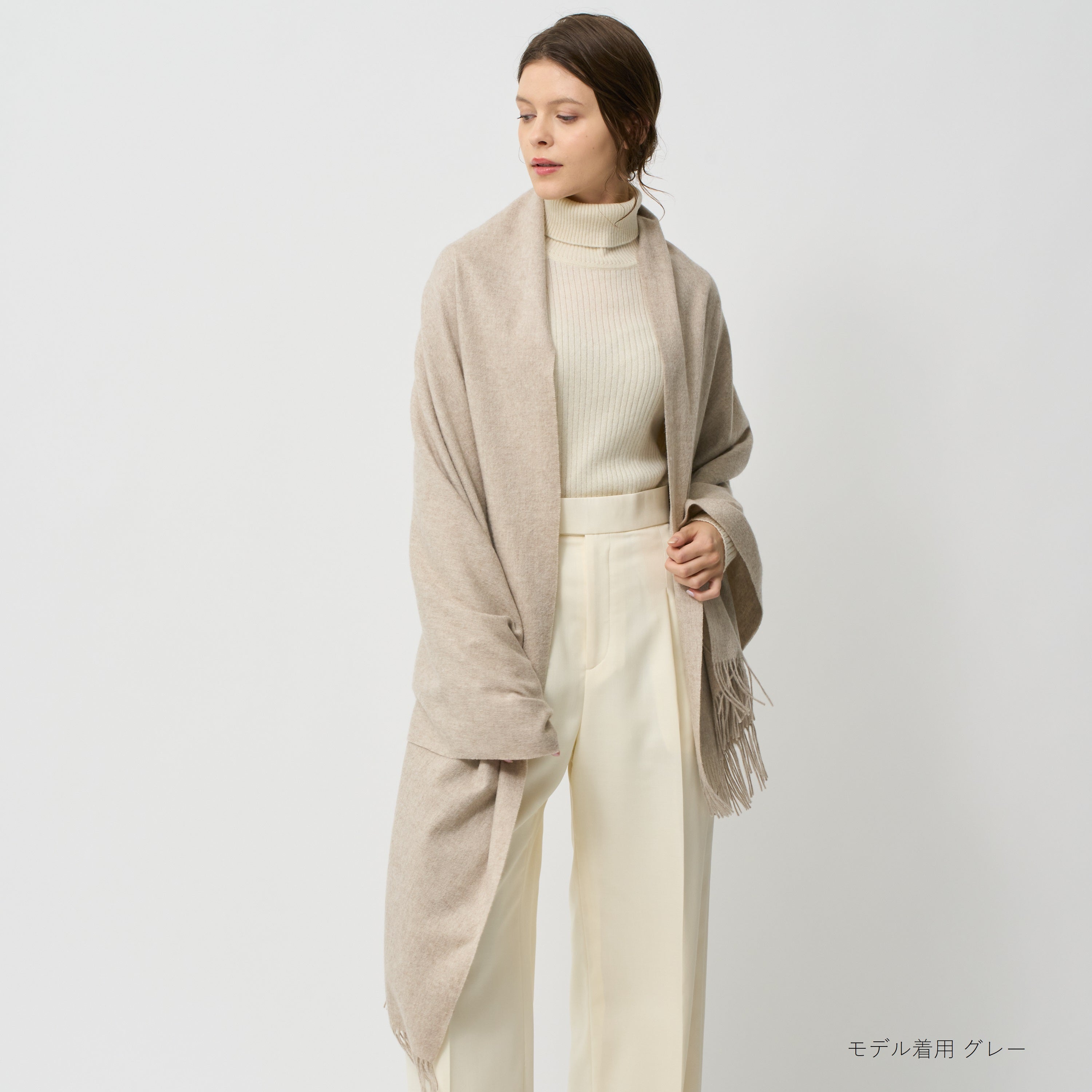 baby cashmere large stole(アザミ起毛ベビーカシミヤ無地大判ストール)