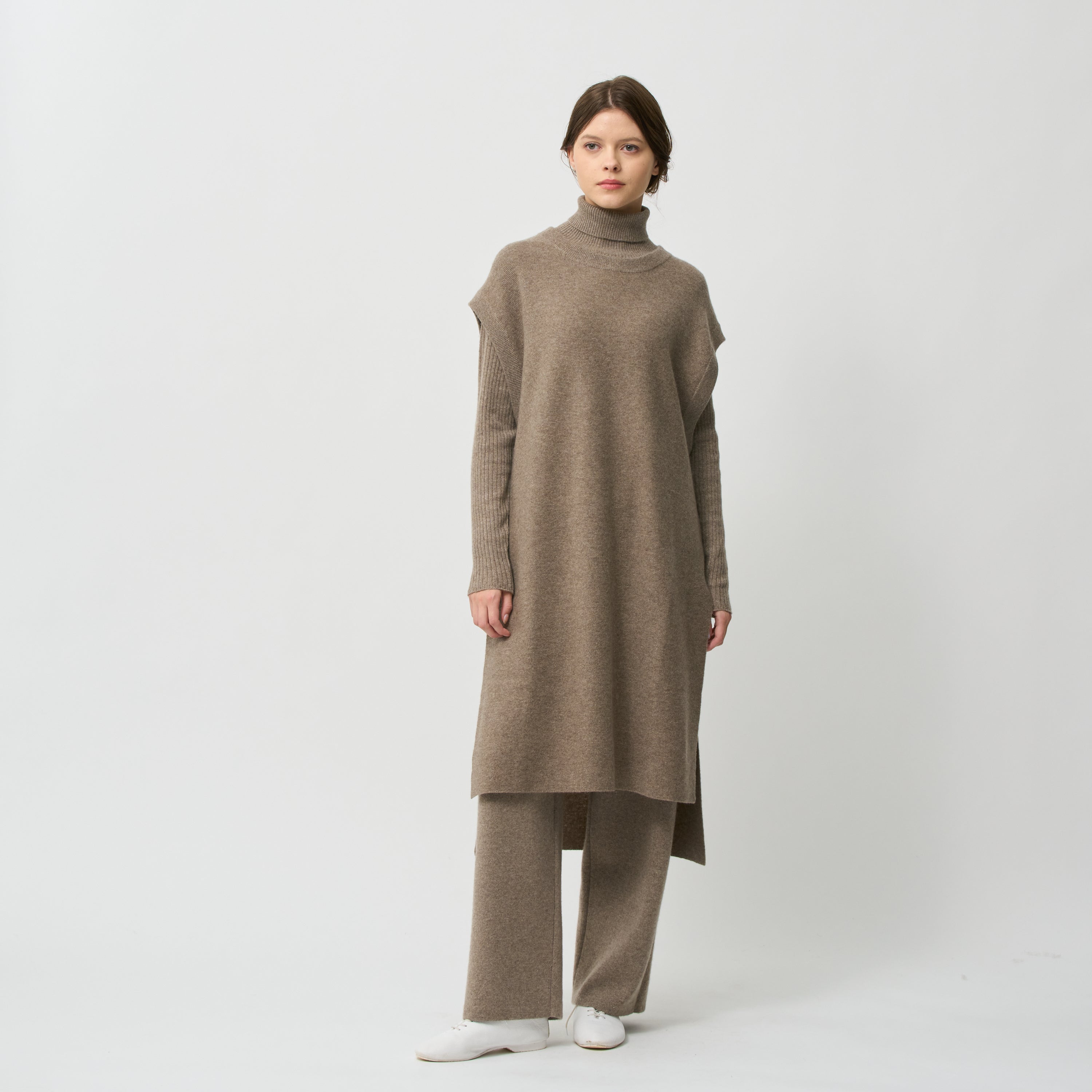 cashmere layered tunic dress(カシミヤレイヤードチュニックワンピース)EC限定ギフトバッグ付き