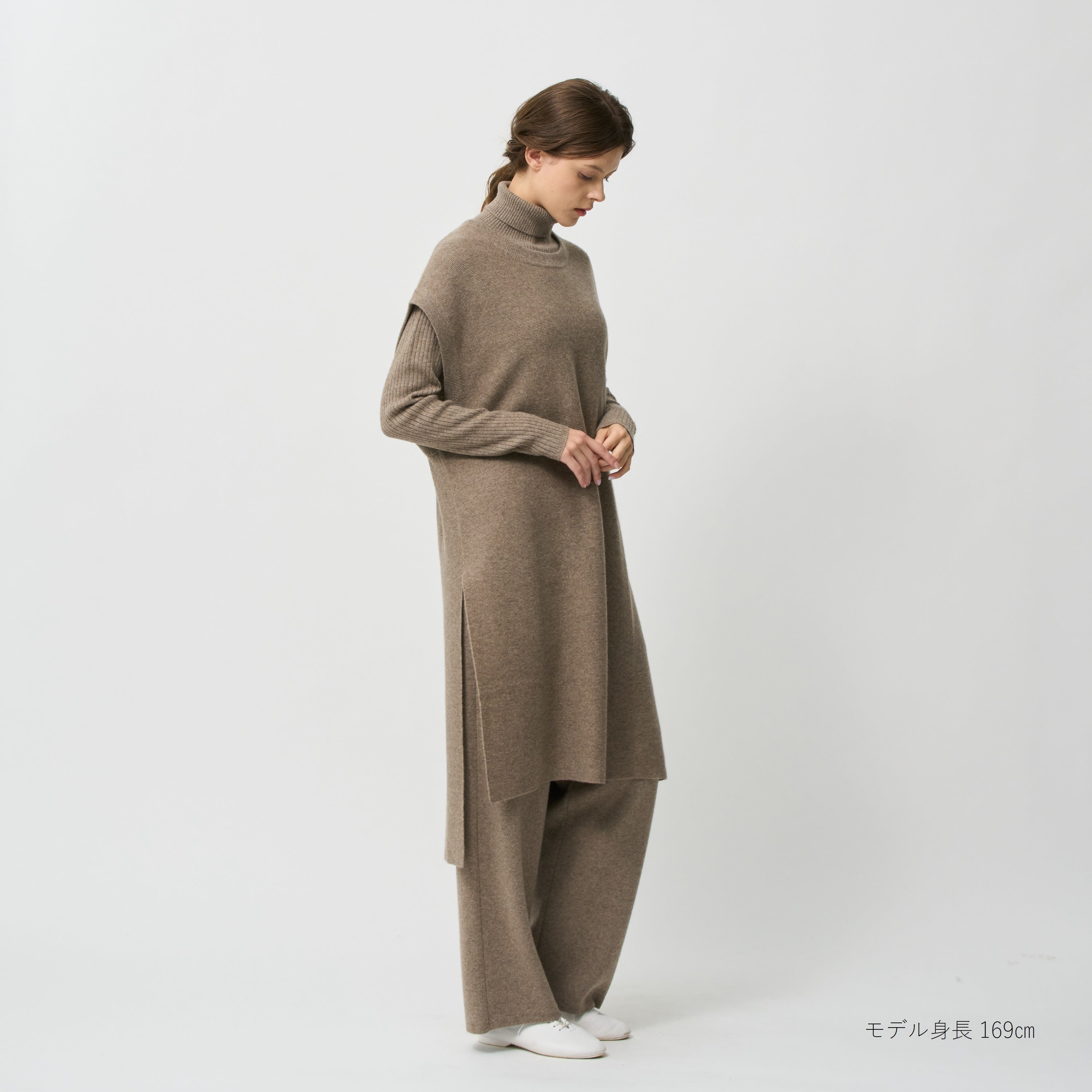 cashmere layered tunic dress(カシミヤレイヤードチュニックワンピース)EC限定ギフトバッグ付き