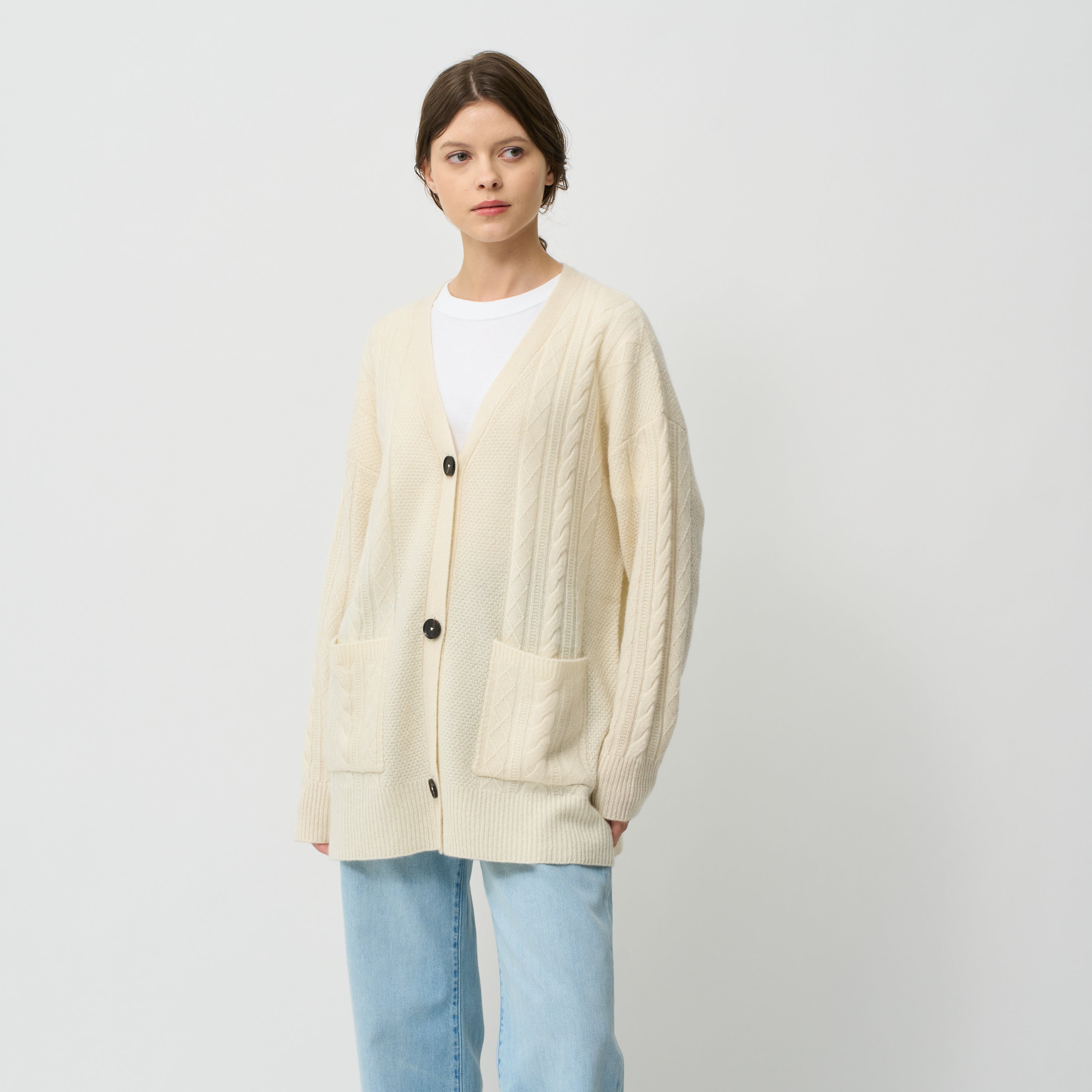 cashmere aran knit cardigan(カシミヤアラン編みニットカーディガン)EC限定ギフトバッグ付き