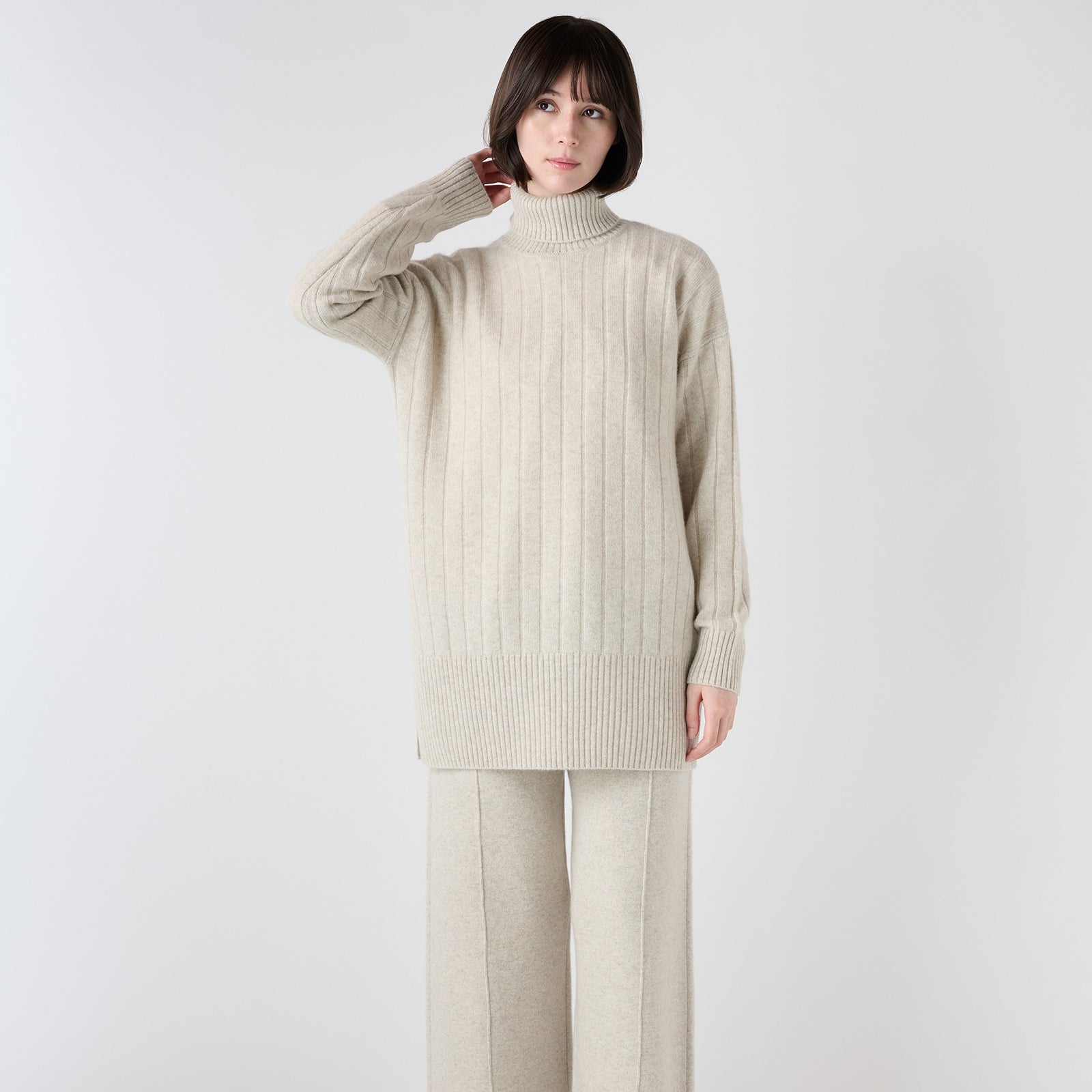 cashmere rib knit turtle neck pullover(カシミヤ リブニットタートルネックニット)