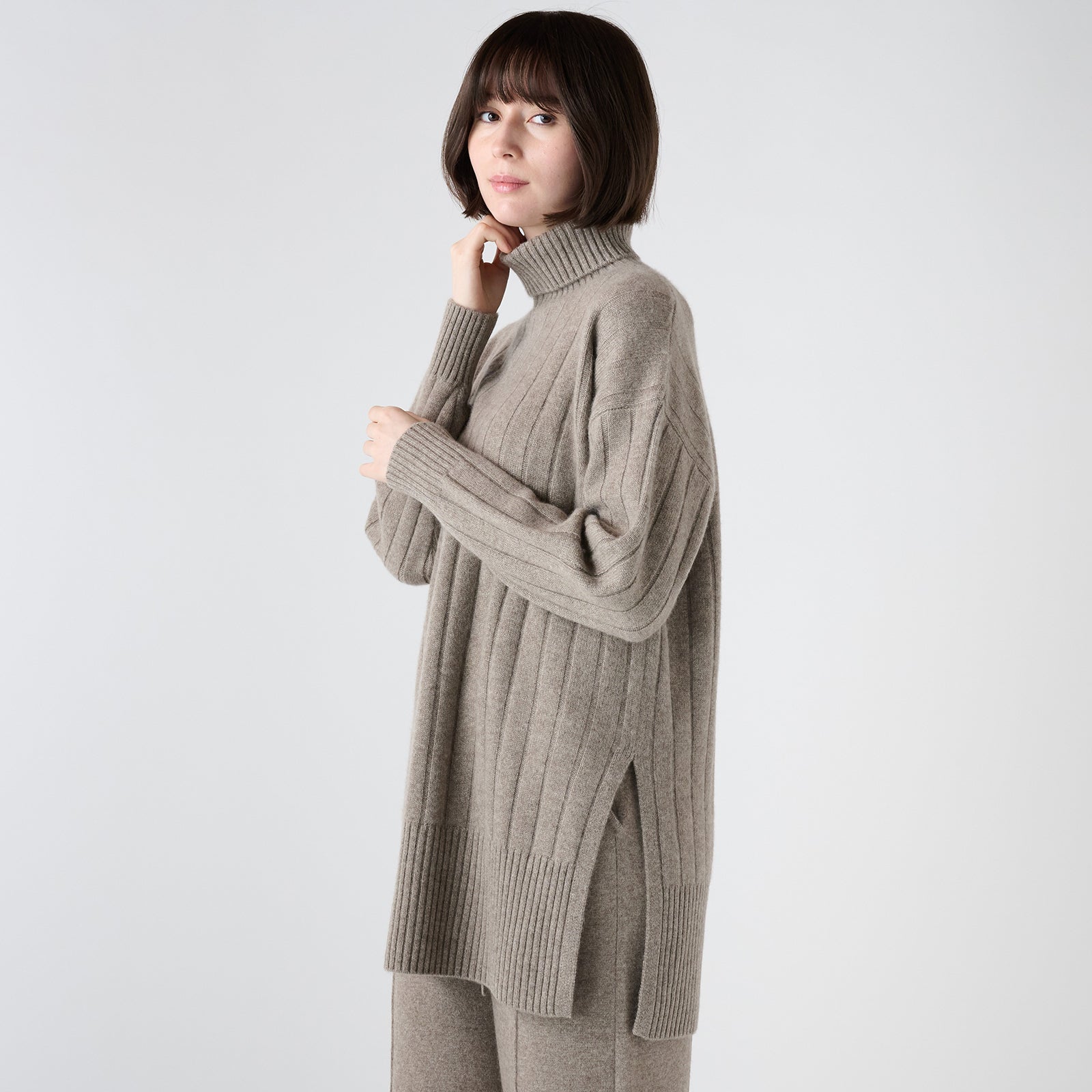 cashmere rib knit turtle neck pullover(カシミヤ リブニットタートルネックニット)