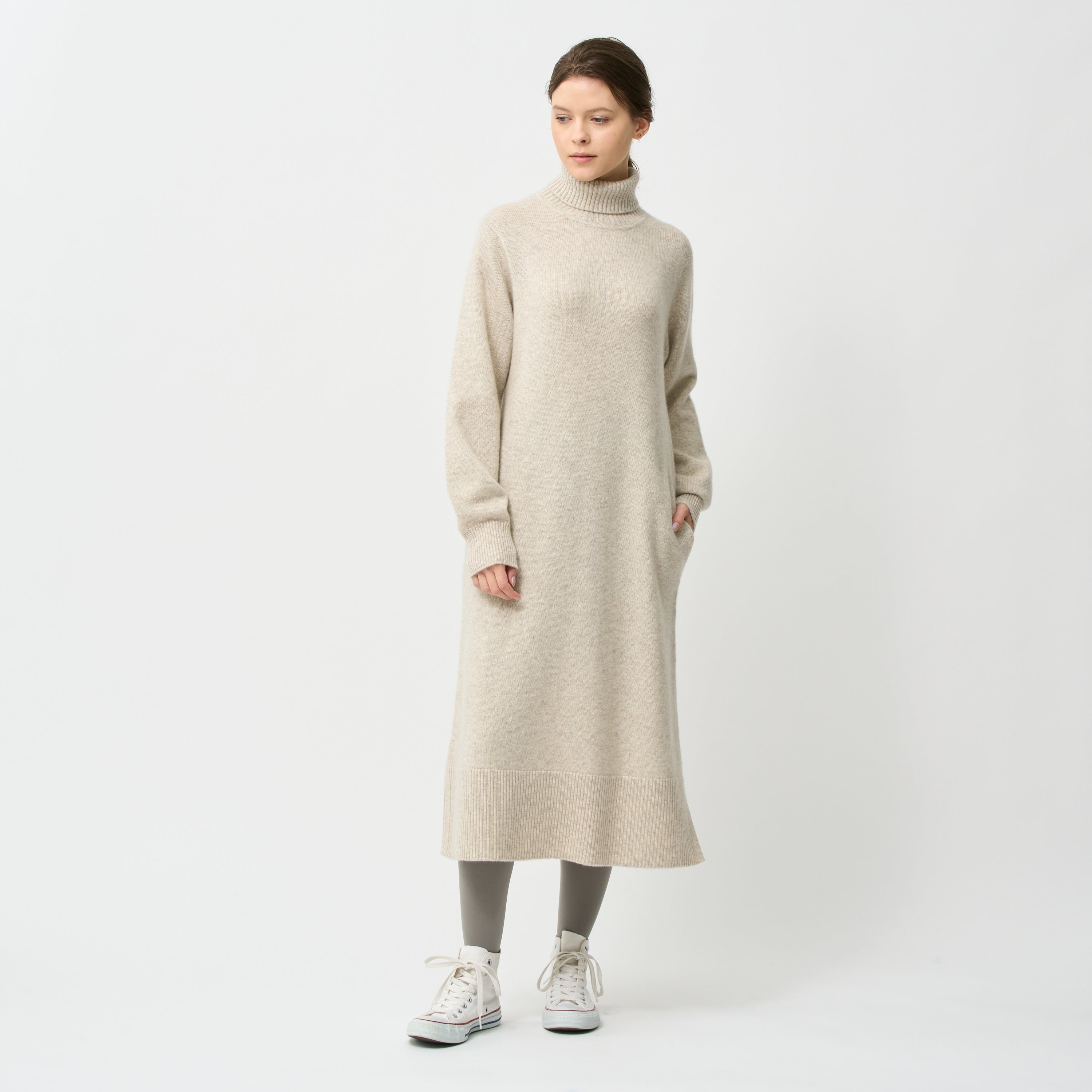 cashmere turtle neck knit dress(カシミヤタートルネックニットワンピース)EC限定ギフトバッグ付き