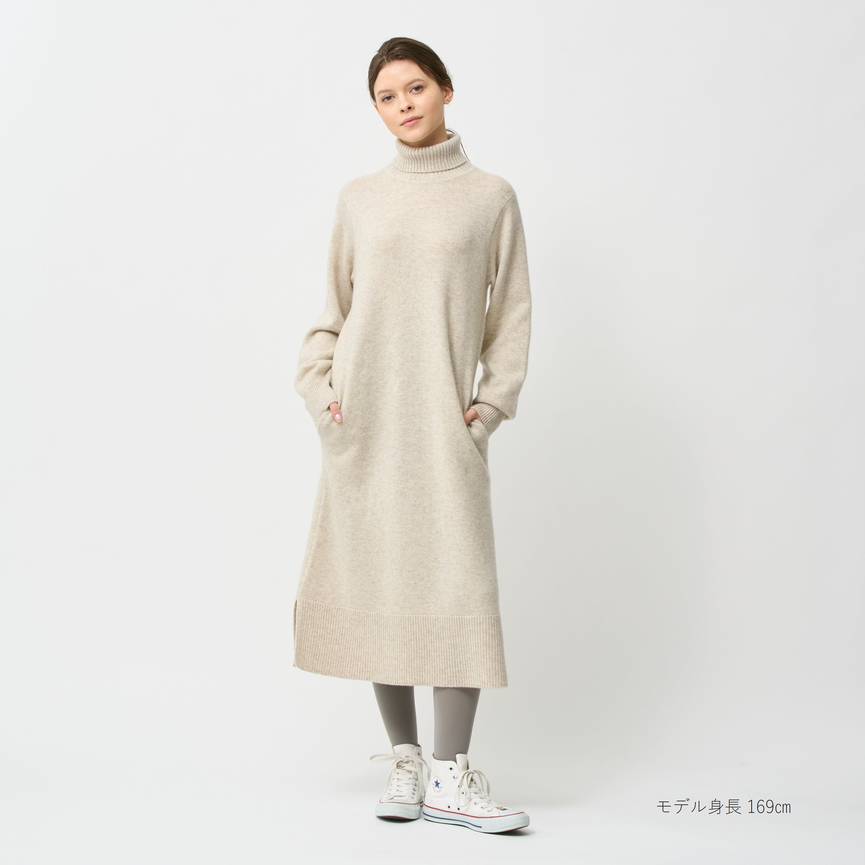 cashmere turtle neck knit dress(カシミヤタートルネックニットワンピース)EC限定ギフトバッグ付き