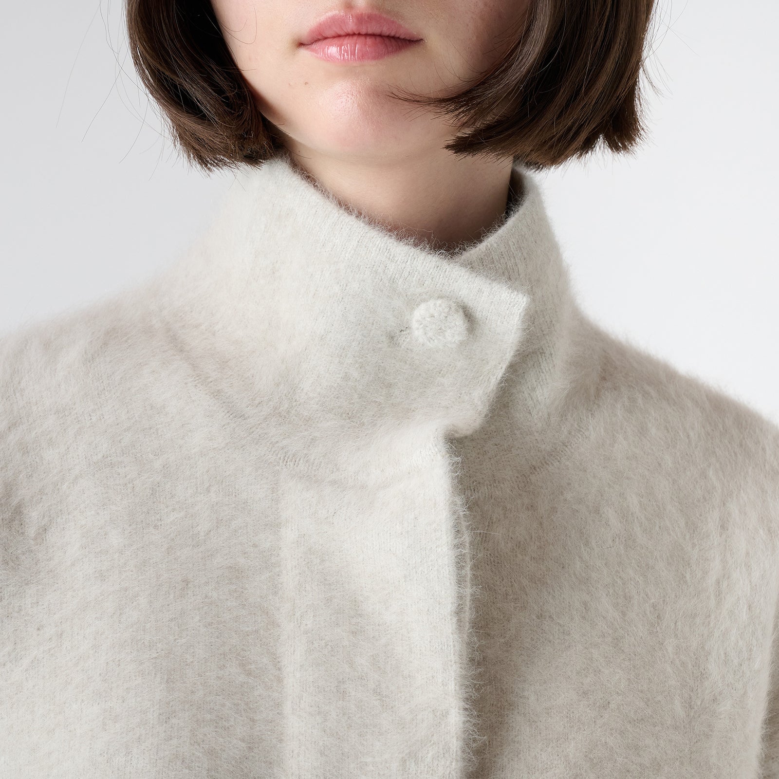 【Coming soon】fox cashmere knit stand collar short coat(フォックスカシミヤ ニットスタンドカラーショートコート)