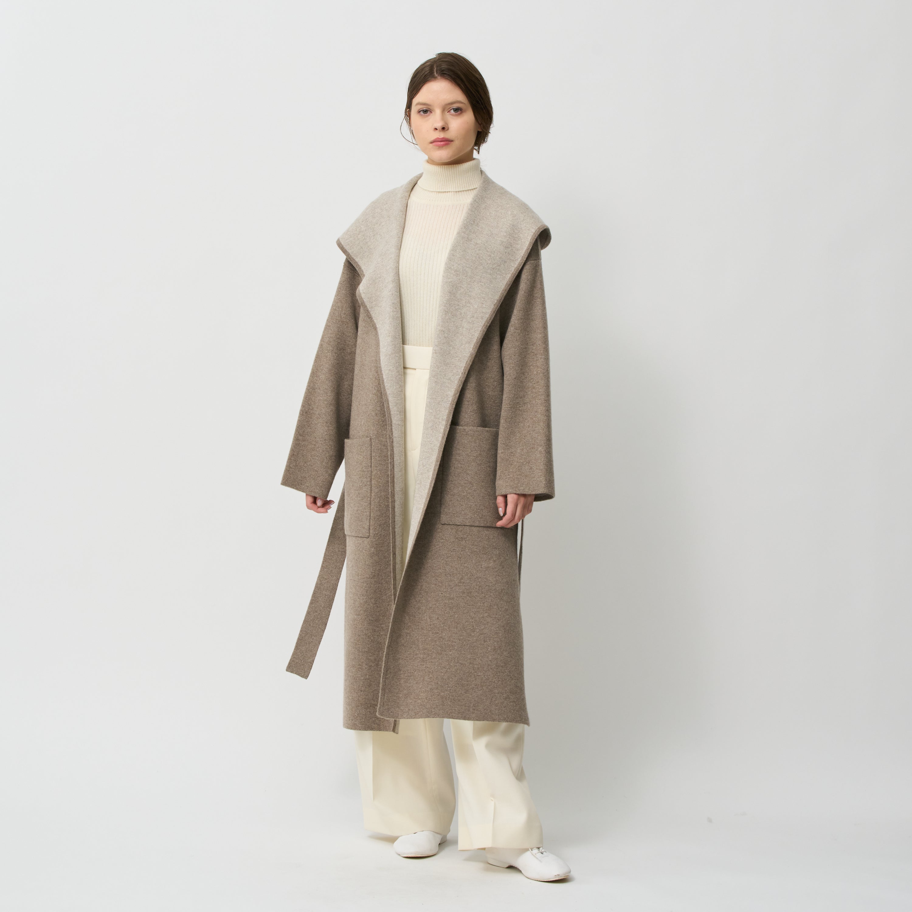 cashmere double face hooded coat(カシミヤダブルフェイスフード付きコート)EC限定ギフトバッグ付き