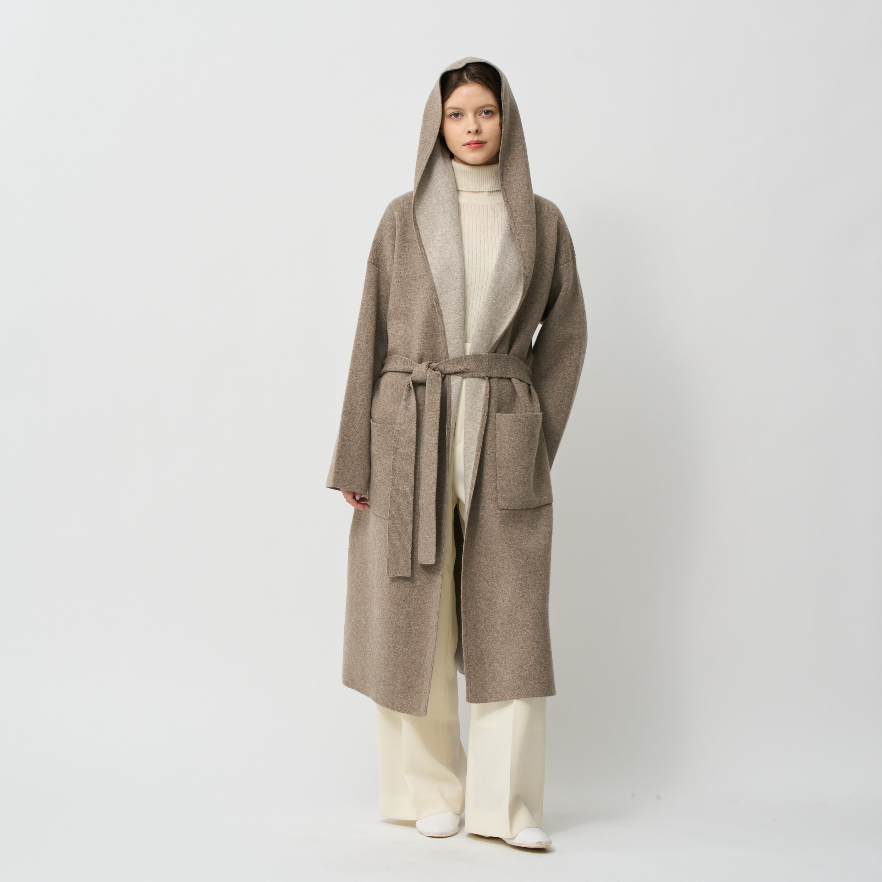 cashmere double face hooded coat(カシミヤダブルフェイスフード付きコート)EC限定ギフトバッグ付き