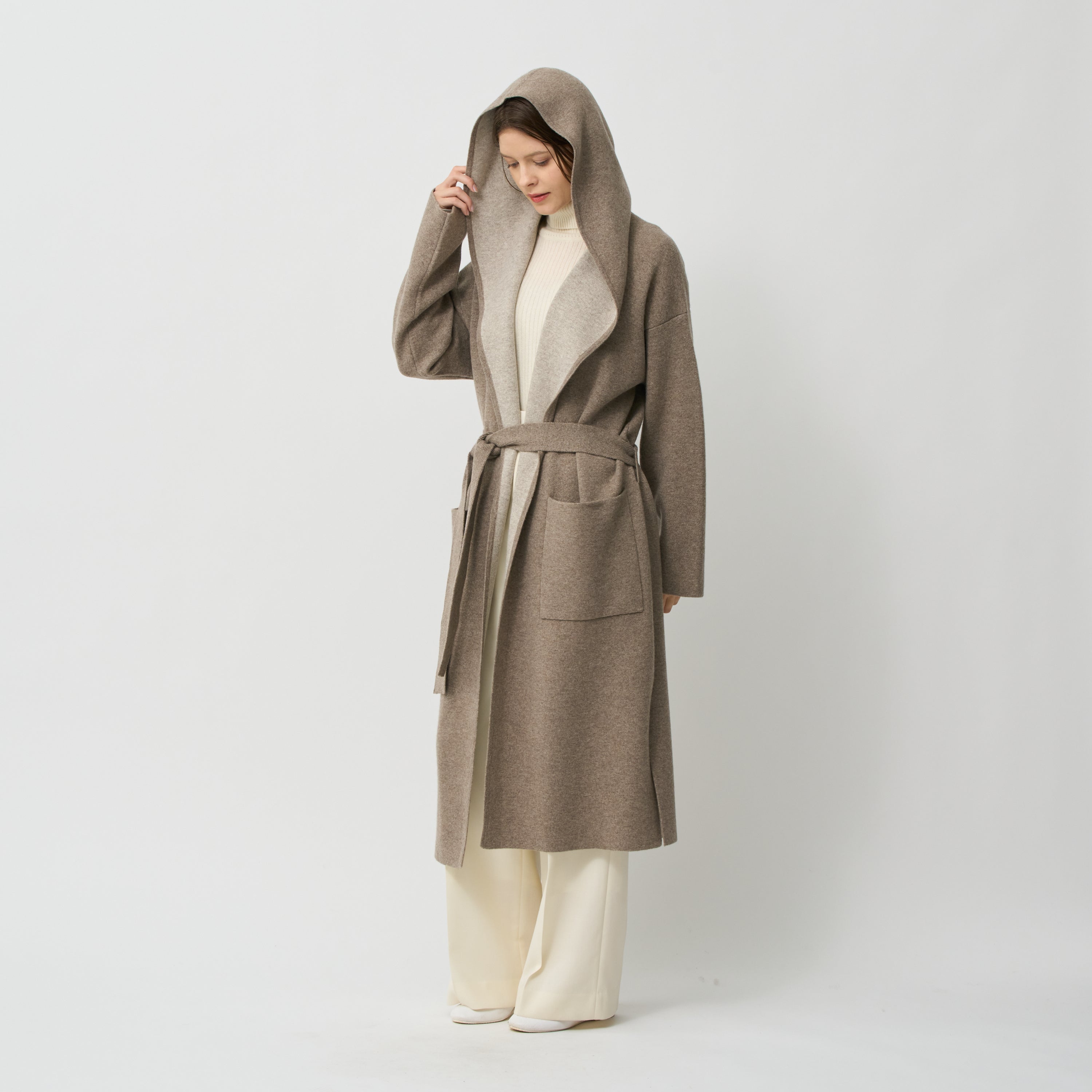 cashmere double face hooded coat(カシミヤダブルフェイスフード付きコート)EC限定ギフトバッグ付き