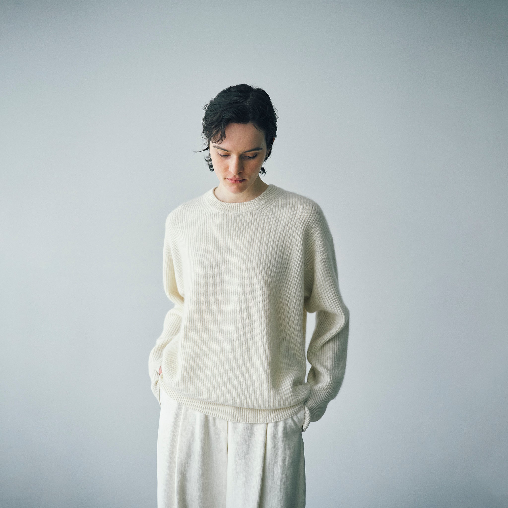 W#01 | リブニットクルーネックセーター