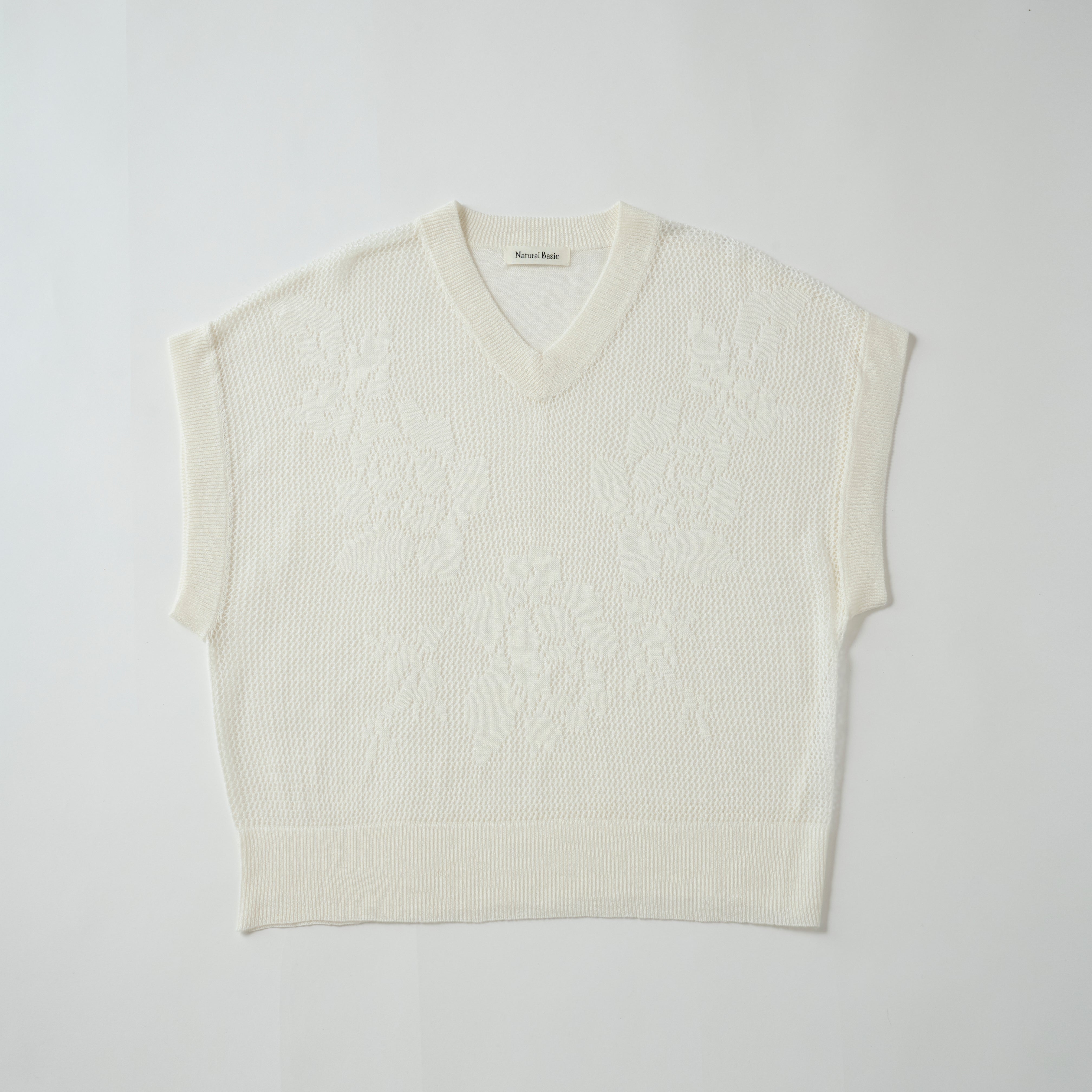 cotton linen knit jacqurd pullover(メッシュジャカードニットノースリーブ プルオーバー)