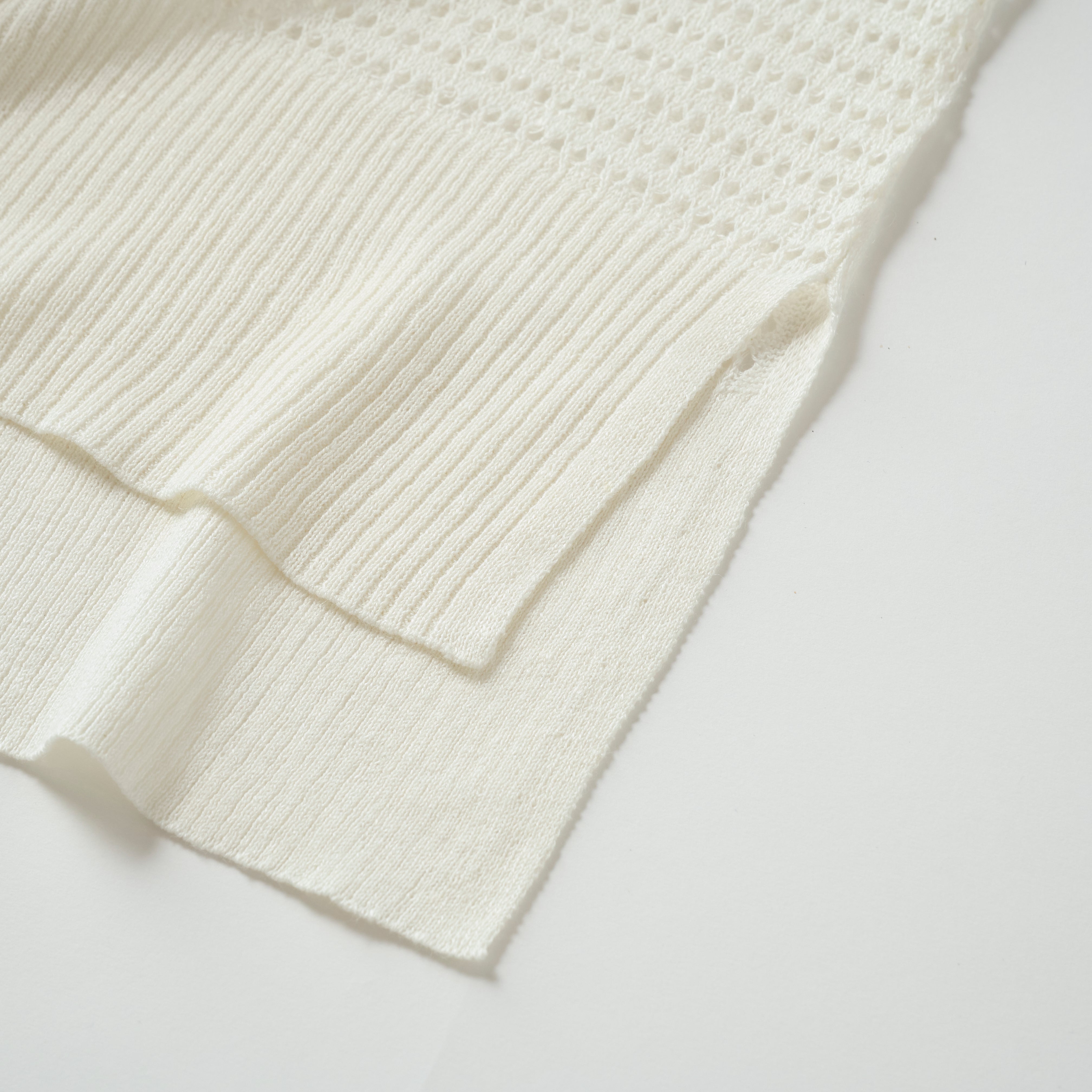 cotton linen knit jacqurd cardigan(メッシュジャカードニット