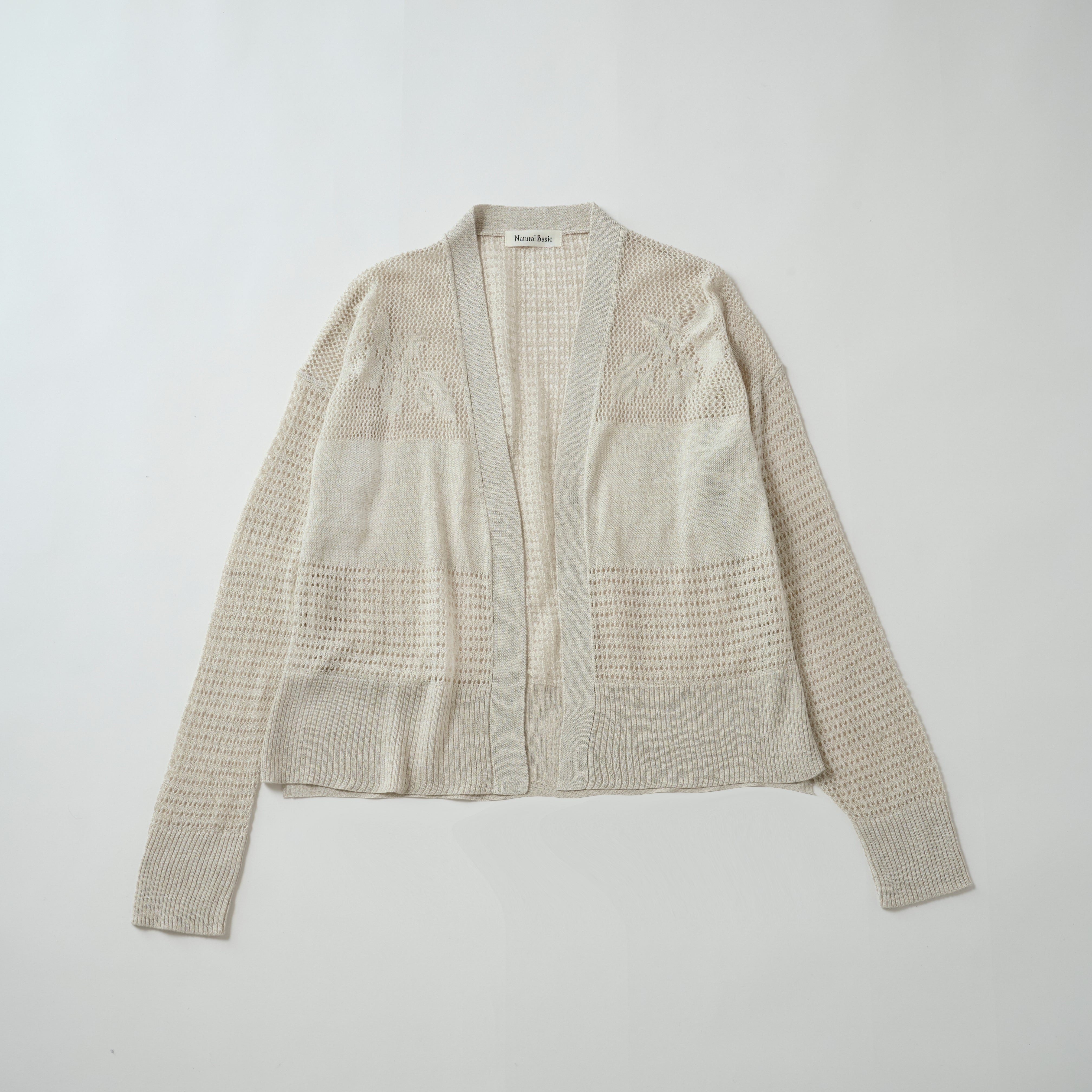 cotton linen knit jacqurd cardigan(メッシュジャカードニット カーディガン)