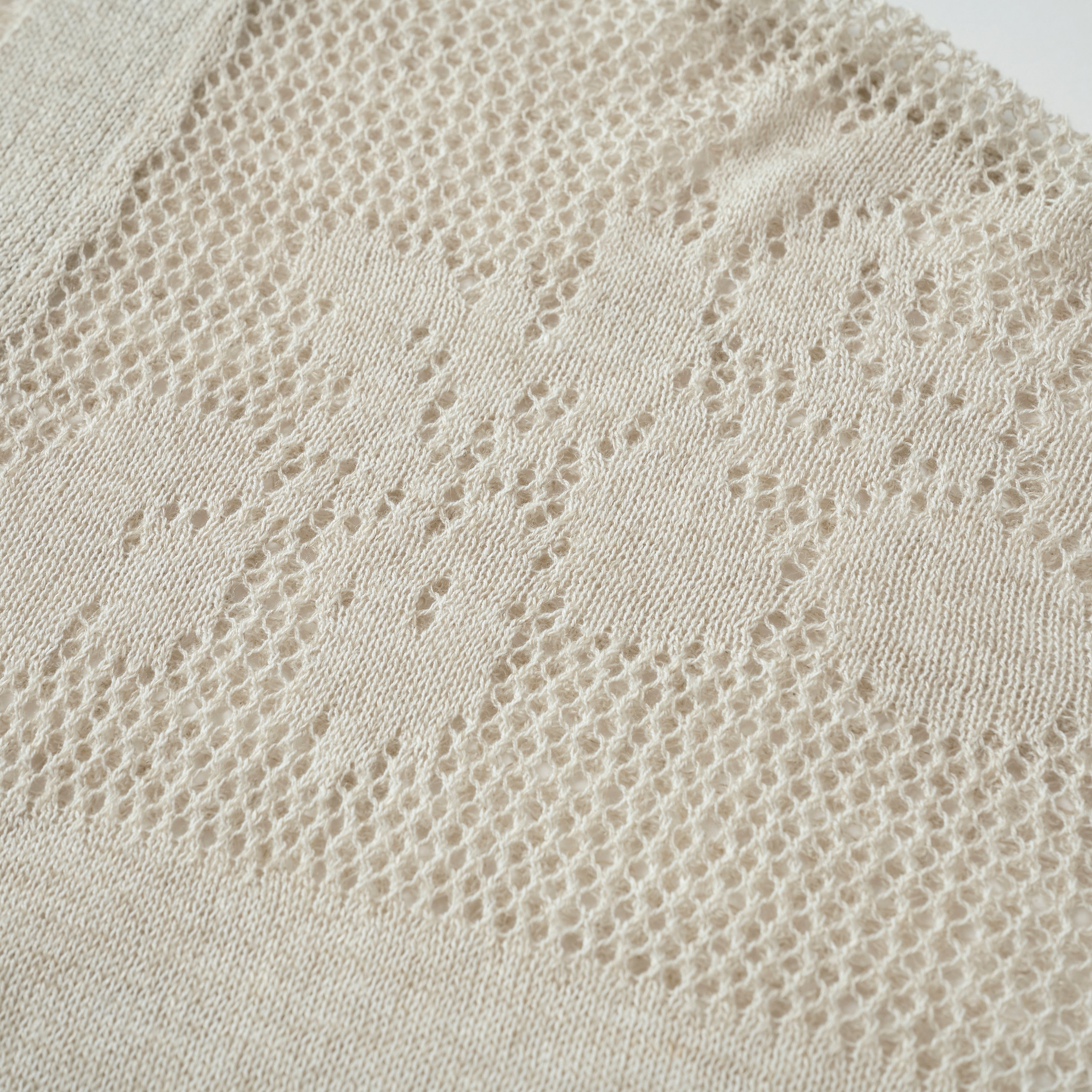 cotton linen knit jacqurd cardigan(メッシュジャカードニット