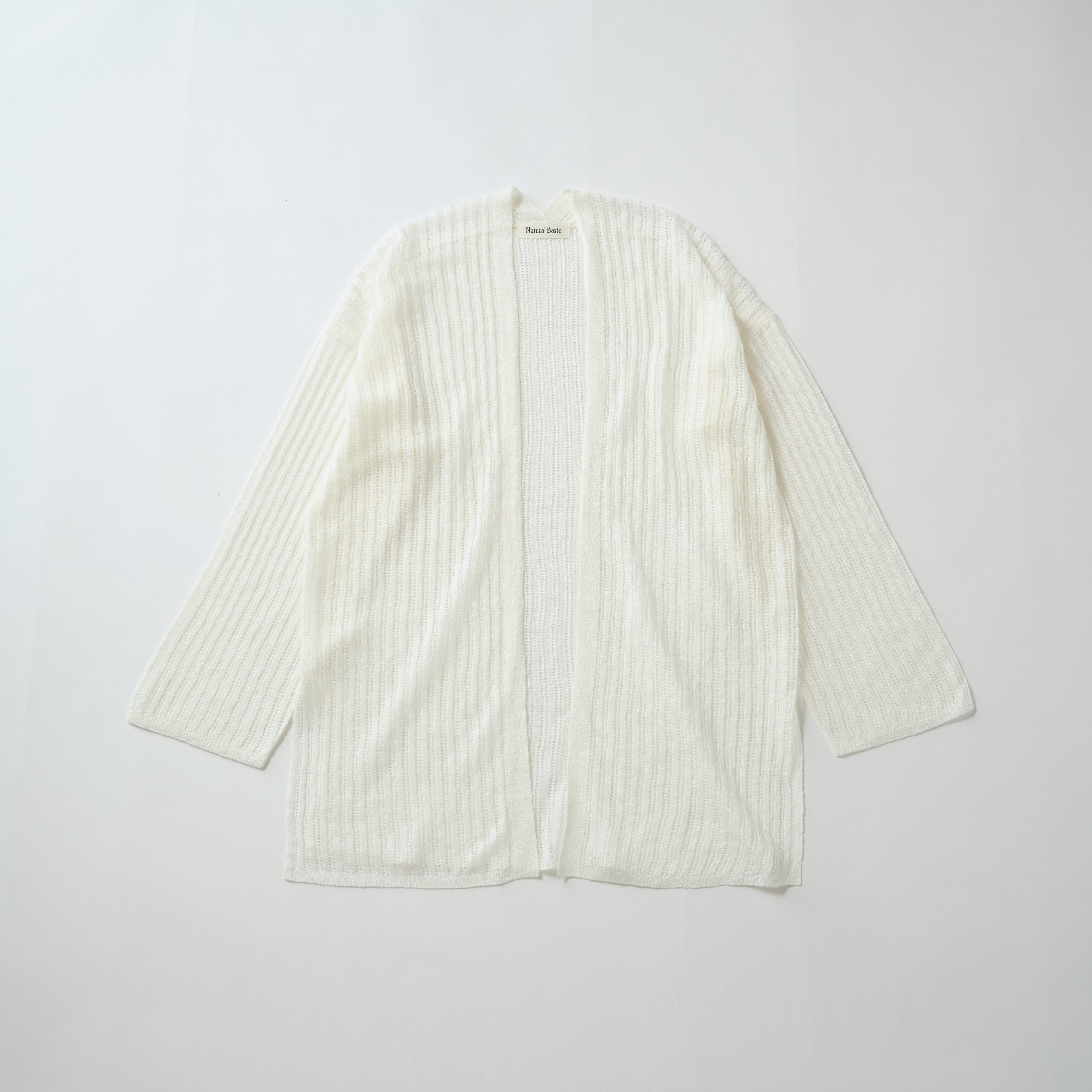 linen openwork knit jacqurd cardigan(メッシュ編みトッパーカーディガン)