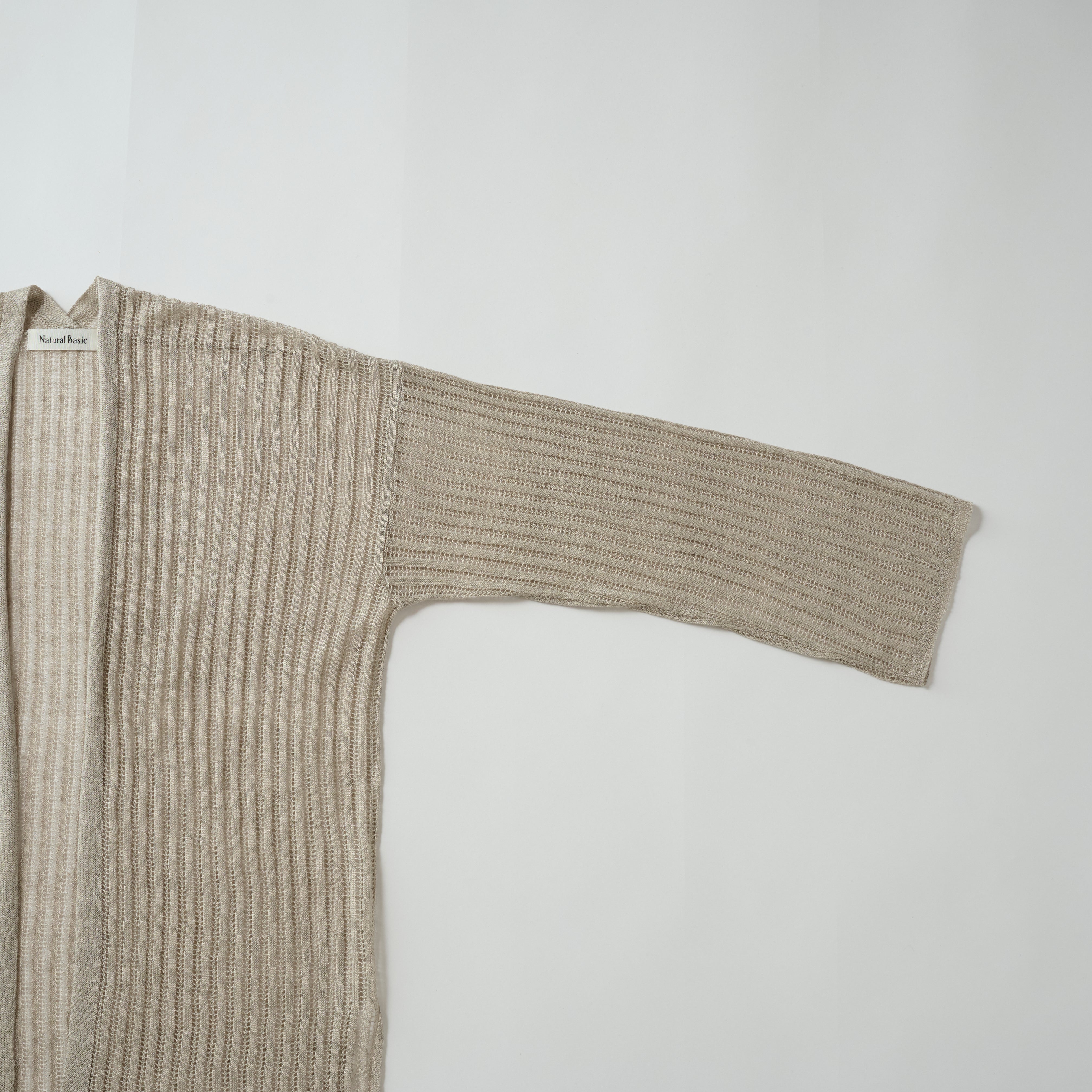 linen openwork knit jacqurd cardigan(メッシュ編みトッパーカーディガン)