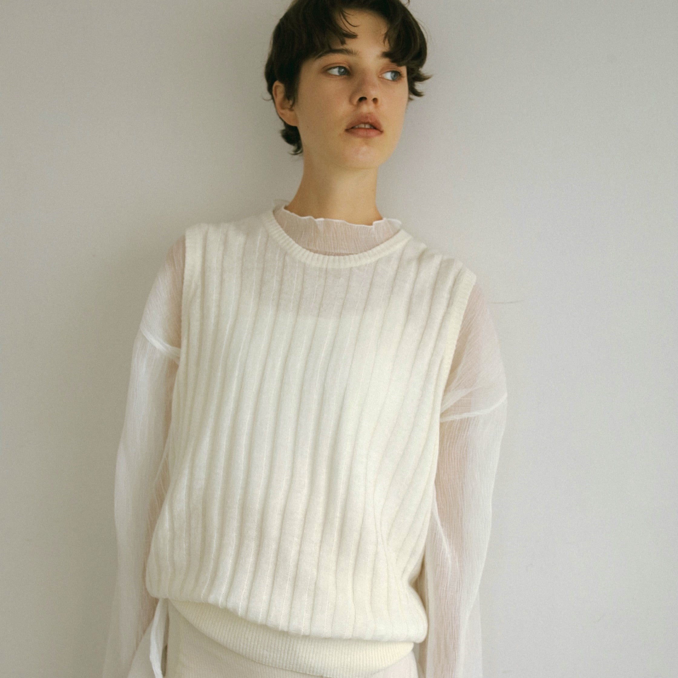 cotton linen rib knit sleeveless pullover(綿麻リブニットノースリーブ)