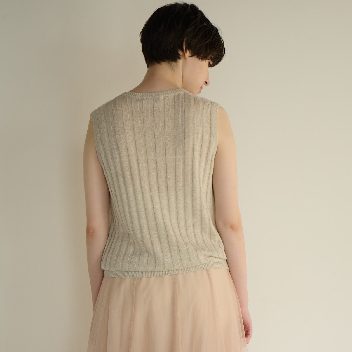 cotton linen rib knit sleeveless pullover(綿麻リブニットノースリーブ)