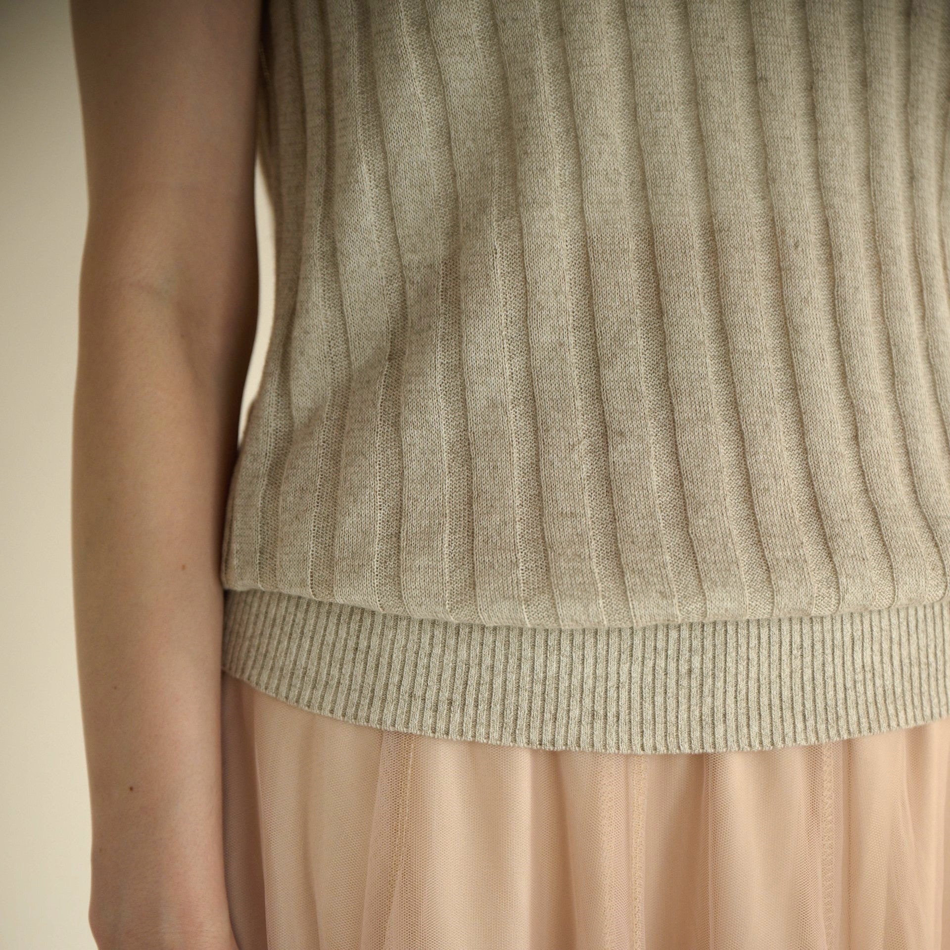 cotton linen rib knit sleeveless pullover(綿麻リブニットノースリーブ)