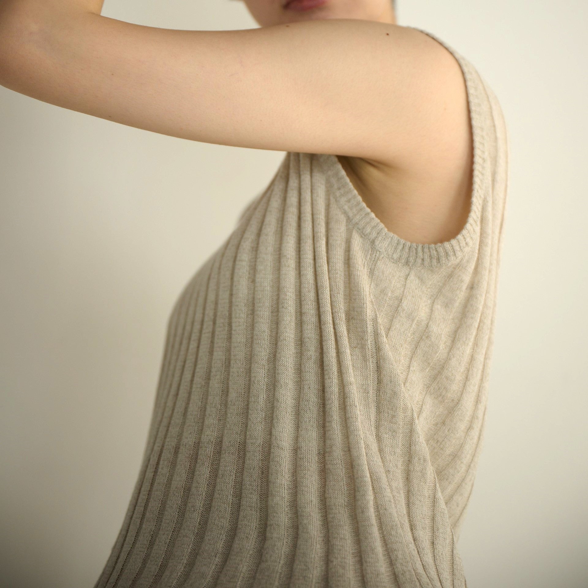 cotton linen rib knit sleeveless pullover(綿麻リブニットノースリーブ)