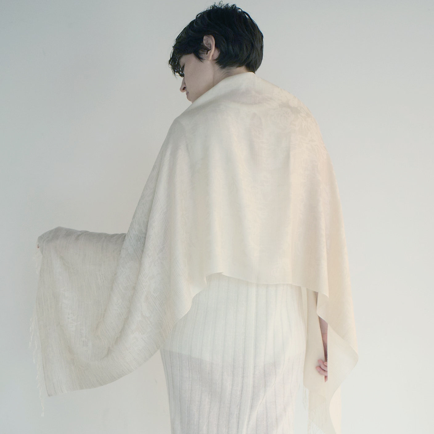 silk cashmere jacquard stole(シルク＆カシミヤジャカードストール)