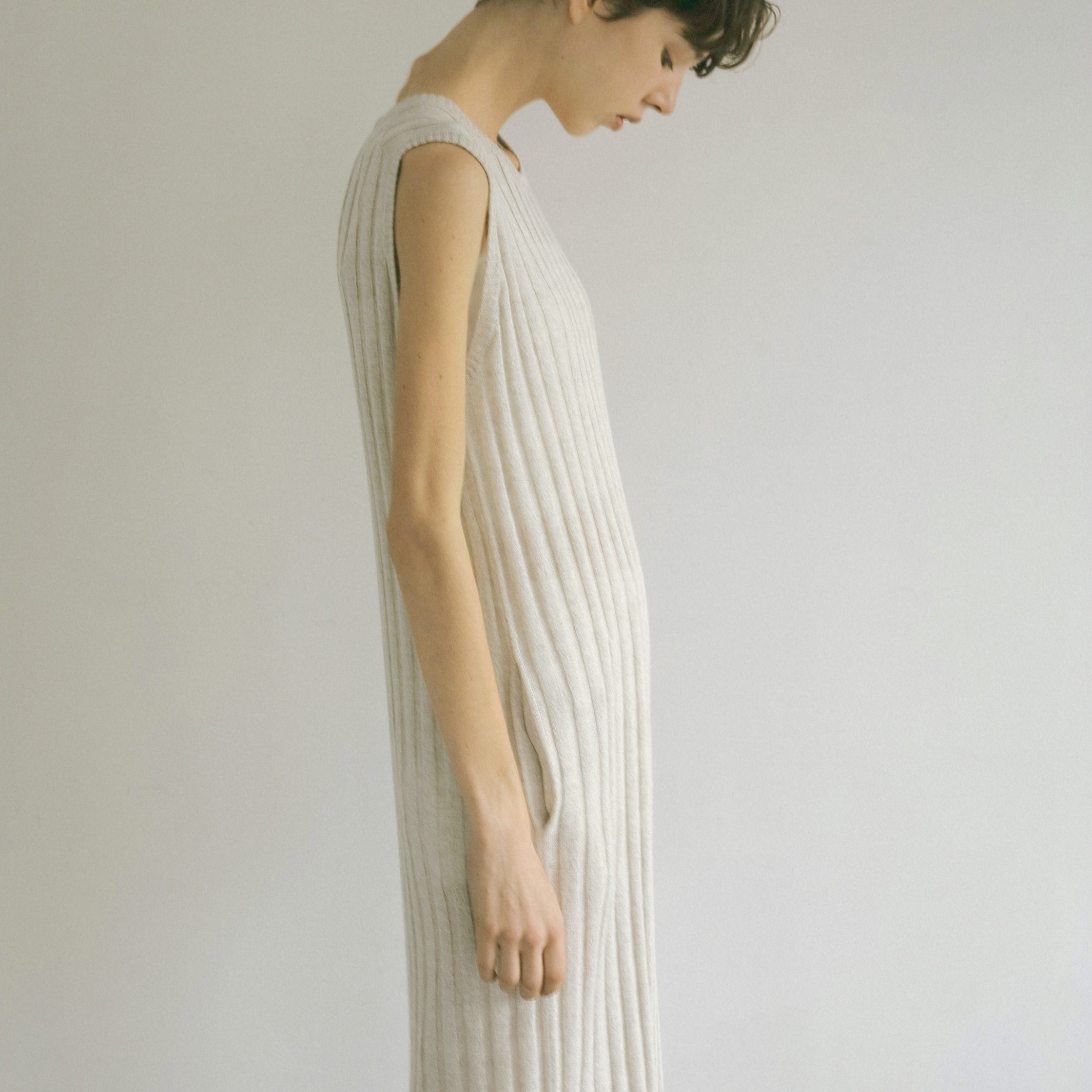 cotton linen rib knit dress(綿麻リブニットドレス)