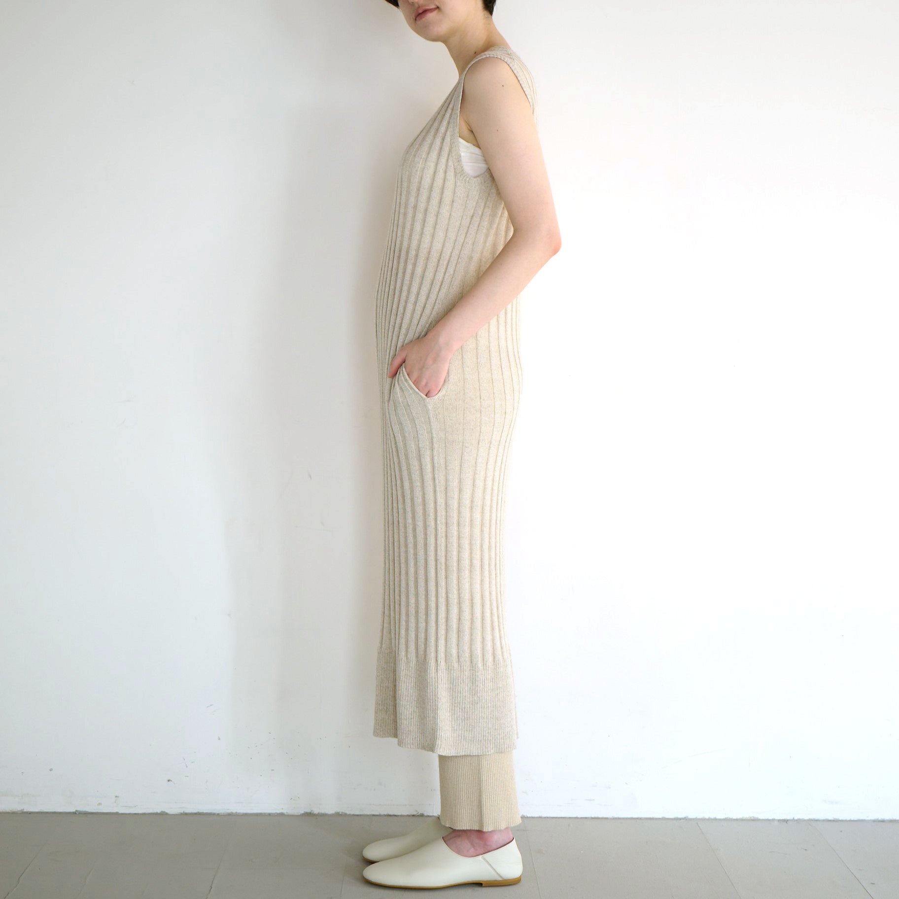 cotton linen rib knit dress(綿麻リブニットドレス)