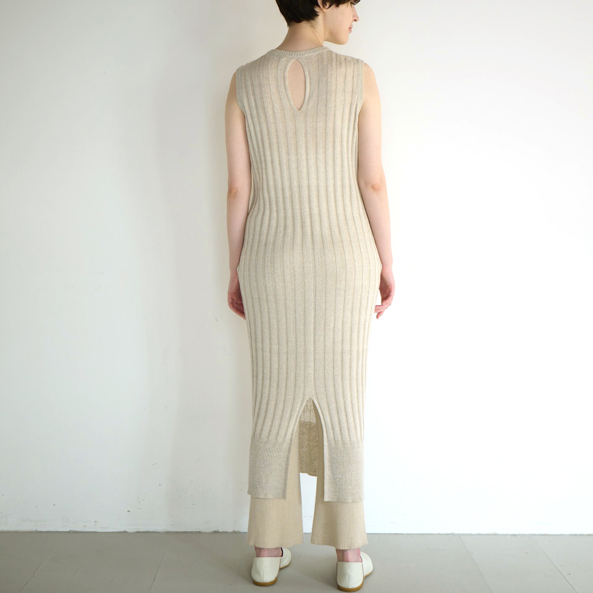 cotton linen rib knit dress(綿麻リブニットドレス)