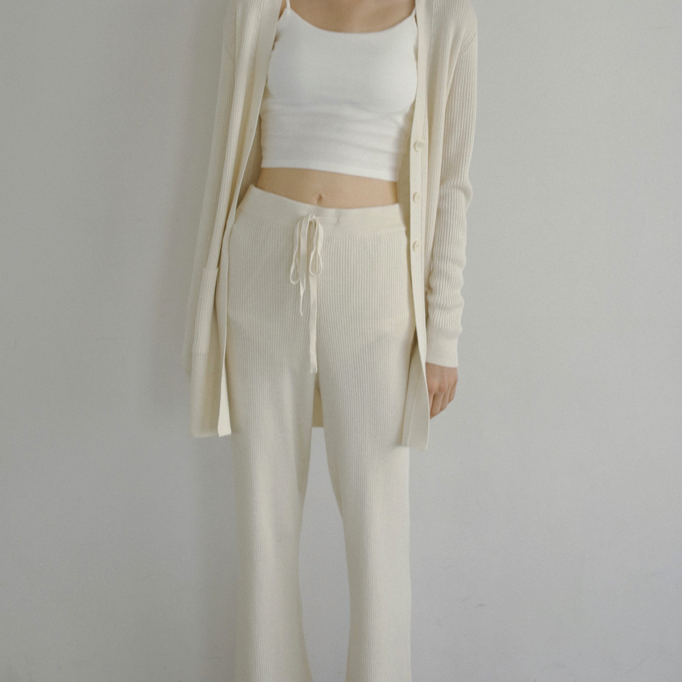 silk cashmere rib knit pants(シルク＆カシミヤリブニットパンツ)