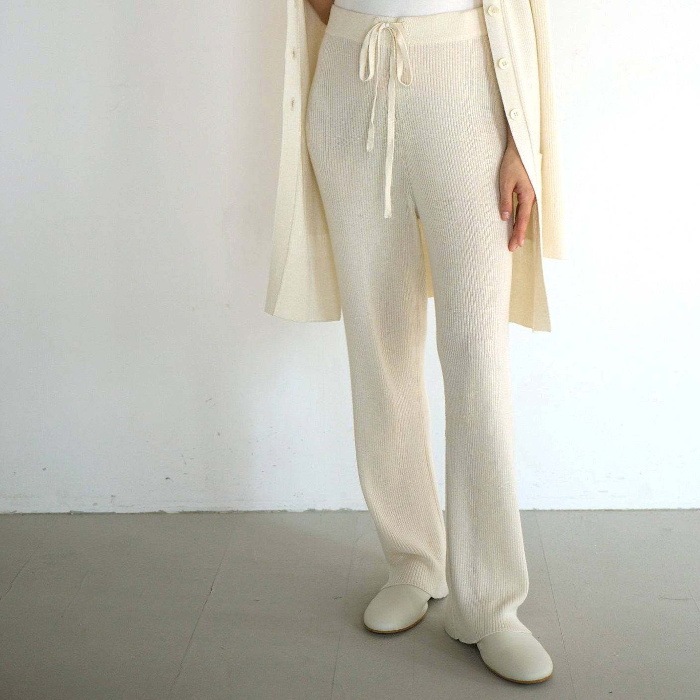 silk cashmere rib knit pants(シルク＆カシミヤリブニットパンツ)