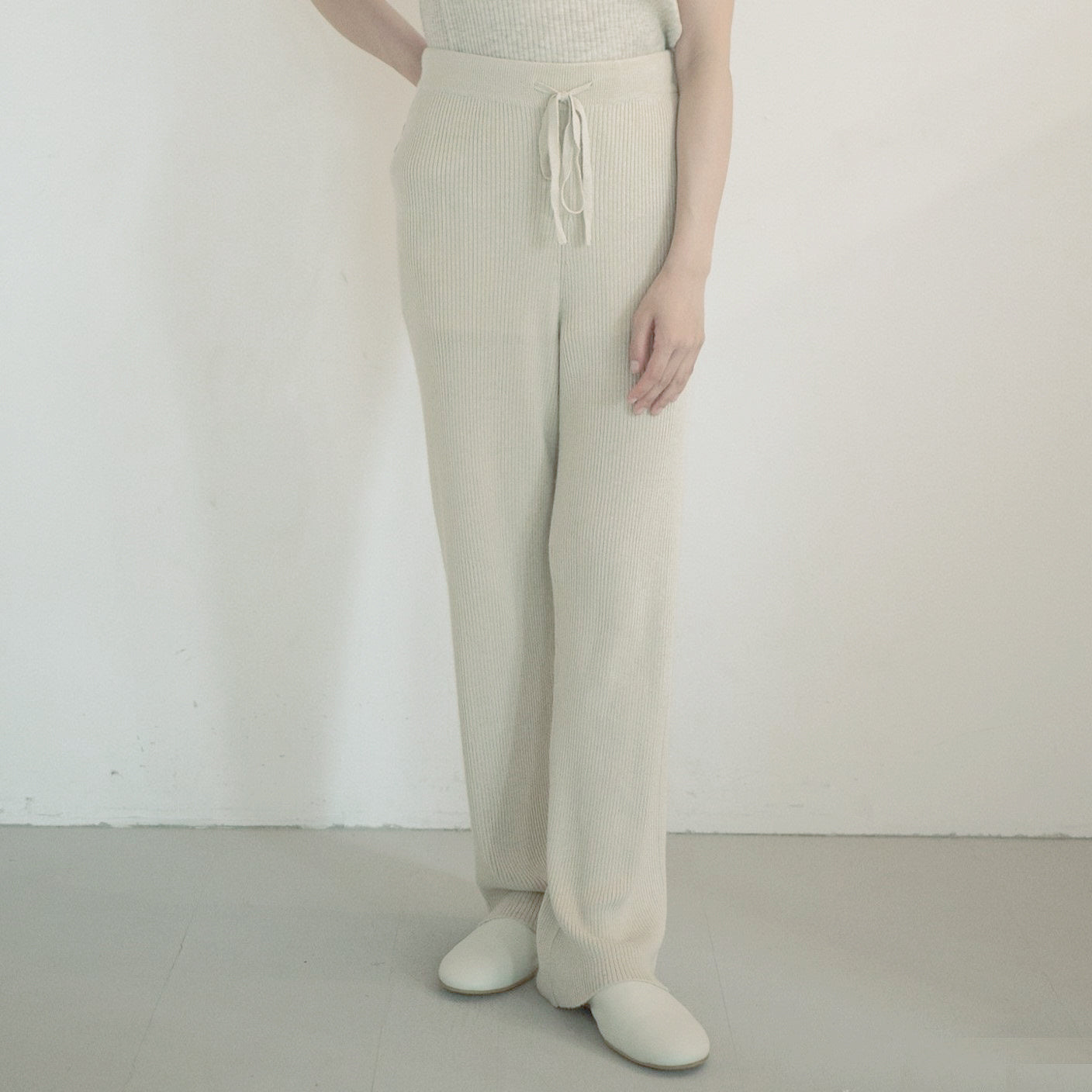 silk cashmere rib knit pants(シルク＆カシミヤリブニットパンツ)