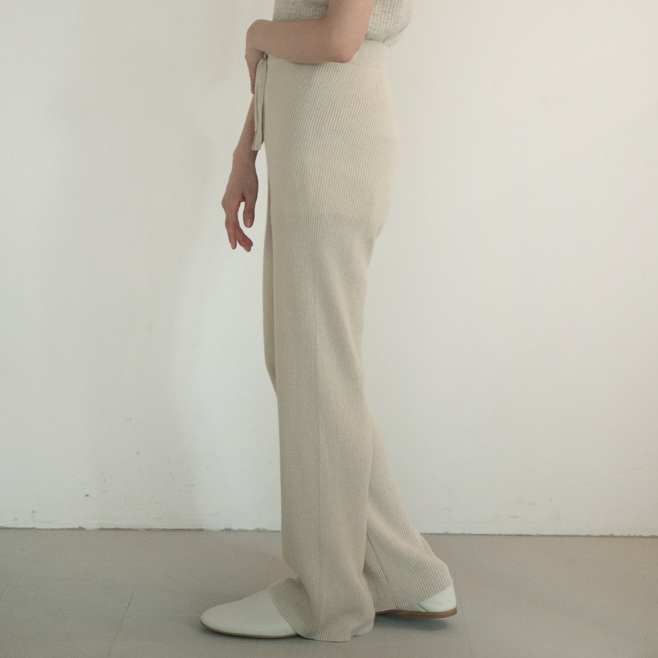 silk cashmere rib knit pants(シルク＆カシミヤリブニットパンツ)